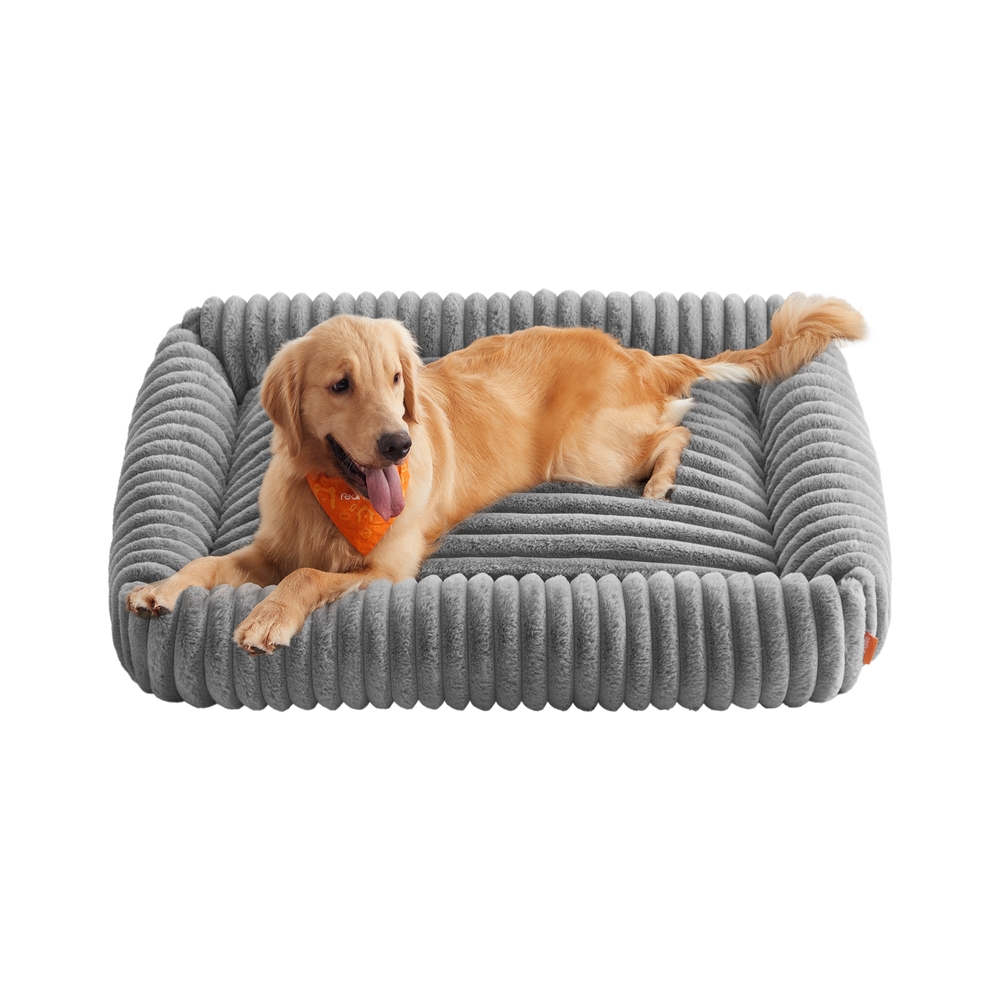 Mittelgroßes orthopädisches Hundekörbchen 120 x 85 x 23 cm taubengrau