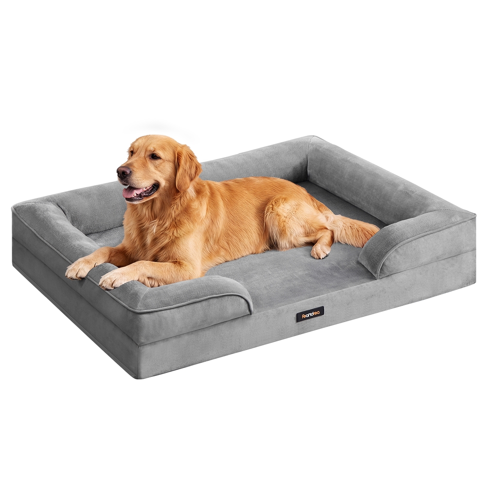 Orthopädisches Hundebett grau 112x81x17 cm abnehmbarer Bezug