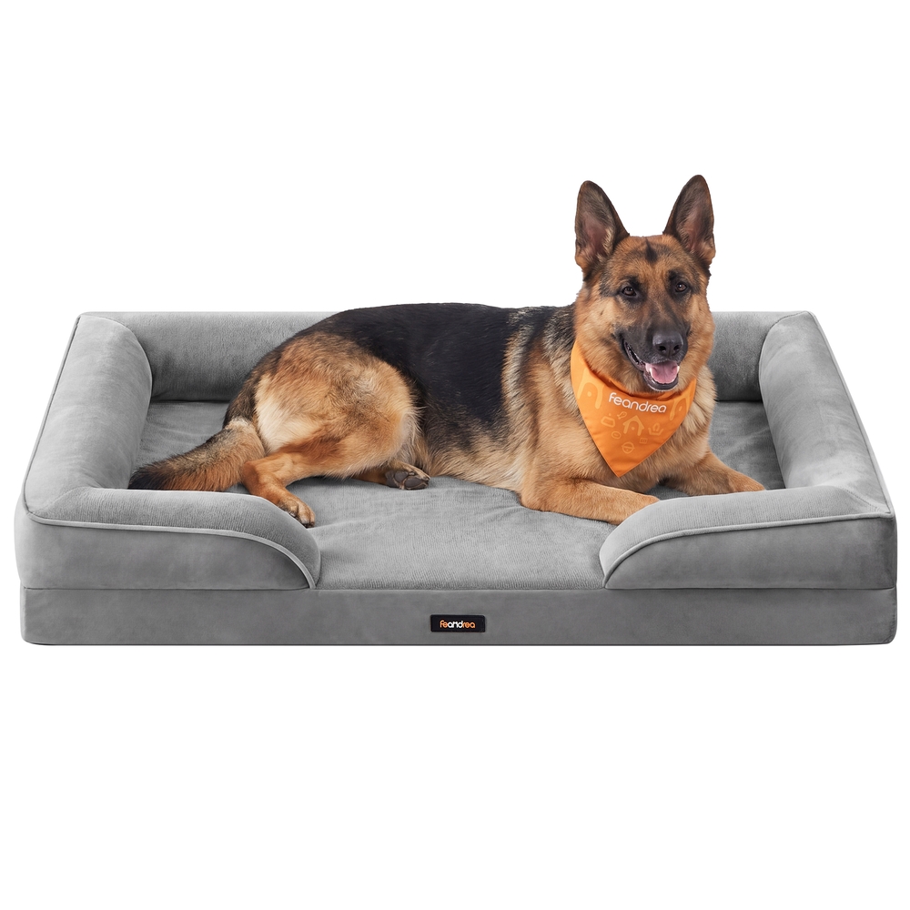 Orthopädisches Hundebett grau 122x85x17 cm abnehmbarer Bezug