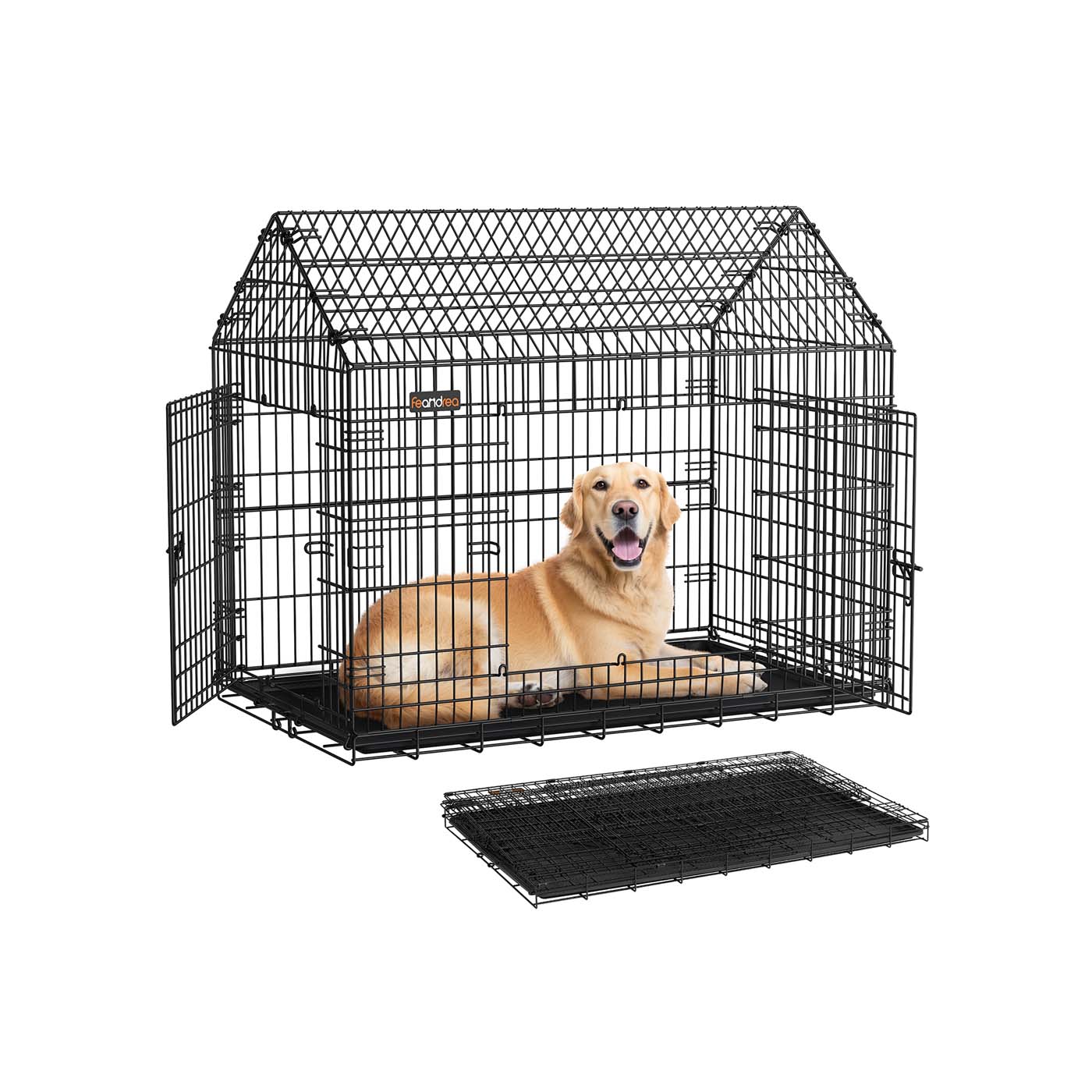 Faltbarer Hundekäfig mit Doppeltür für große Hunde
