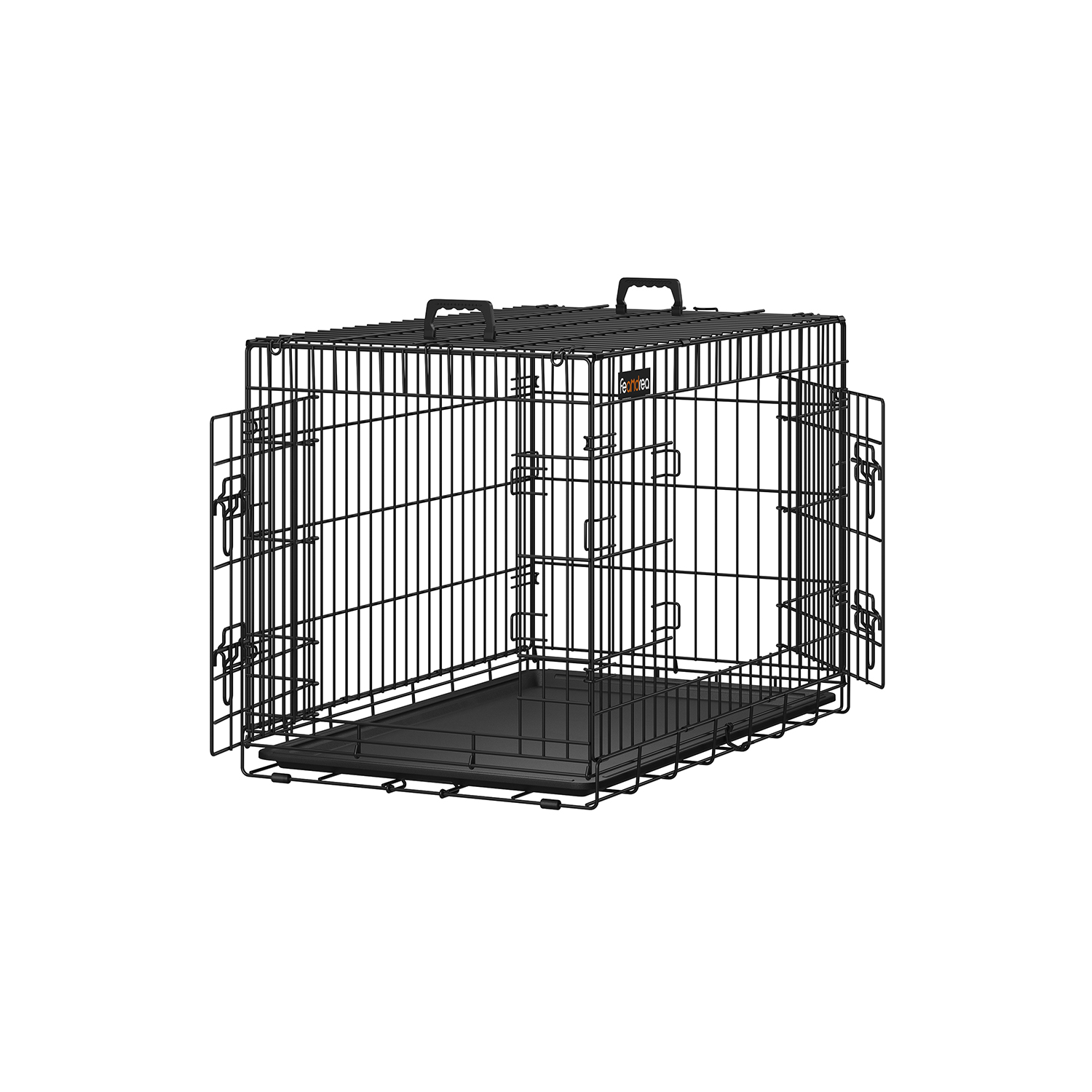 Songmics - feandrea l Hundekäfig klappbar Länge 925 cm transportabel 2 Türen schwarz von PPD36H - Schwarz