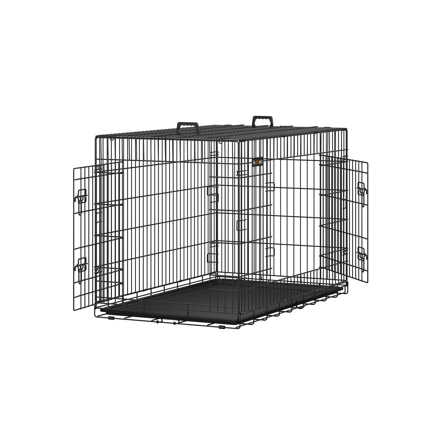 Koiran häkki, metalliverkko, 122x81x76 cm, musta