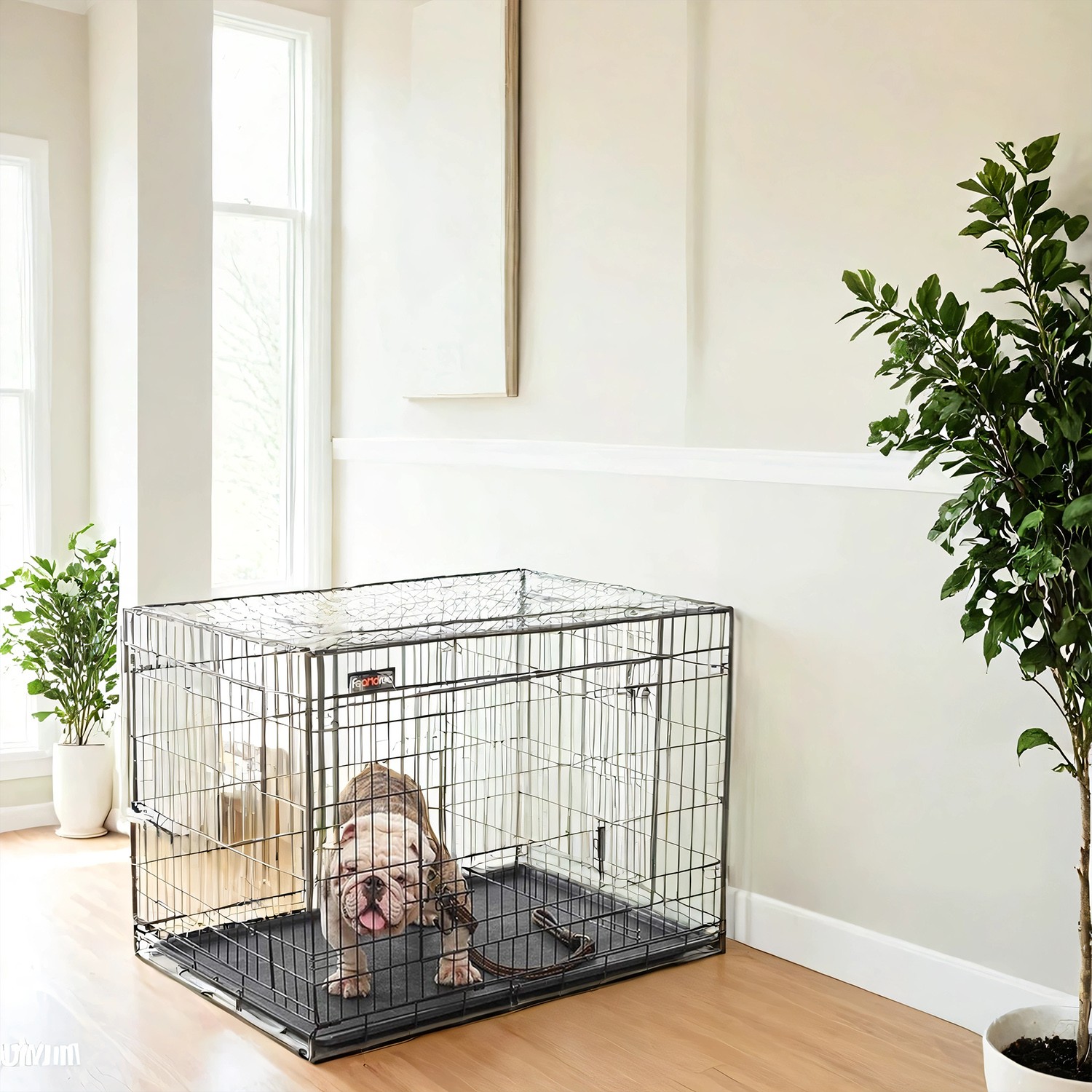 Hundekäfig, Hundebox mit 2 Türen, zusammenklappbar