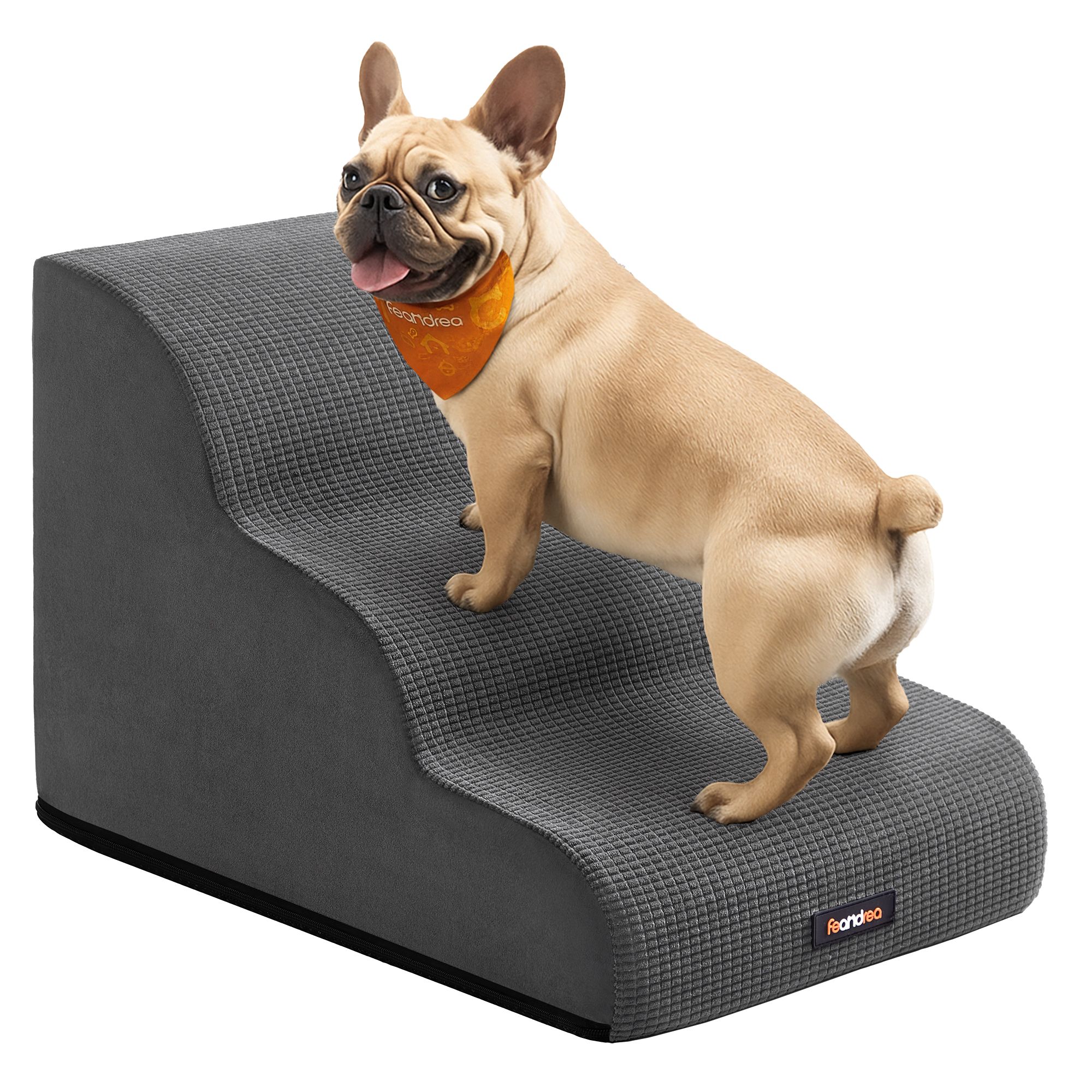 Schiefergraue Schaumstoff Hundetreppe mit drei Stufen