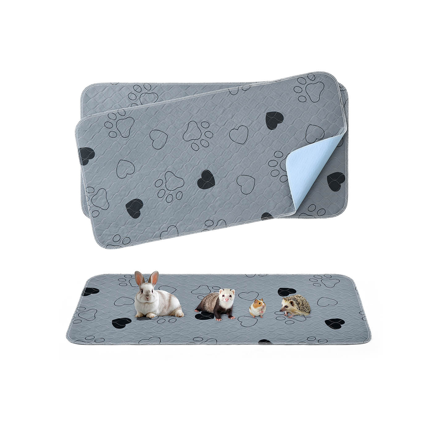 Welpen-Unterlagen waschbar 122 x 61 cm 2er Set rutschfest grau