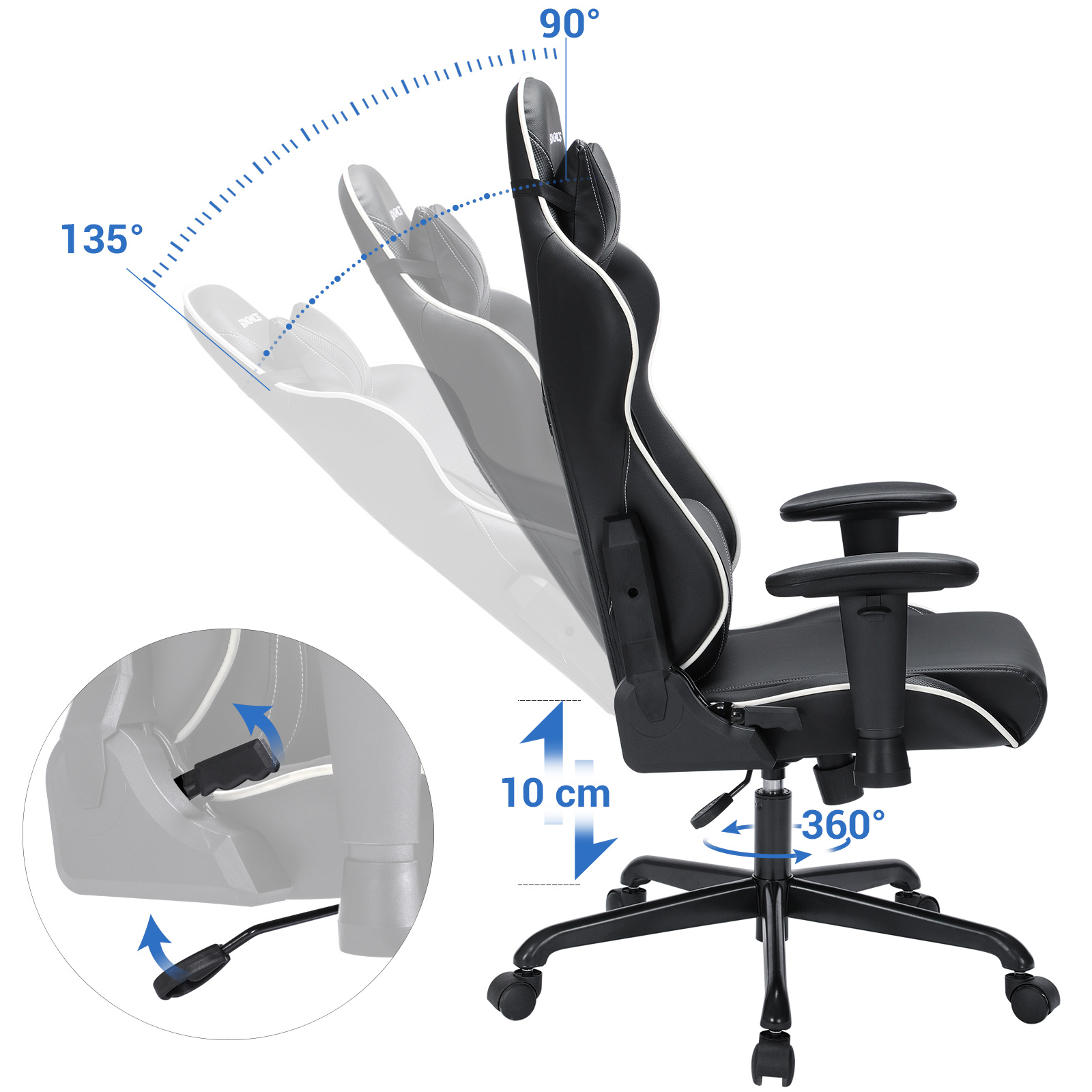 Ergonominė žaidimų kėdė juoda