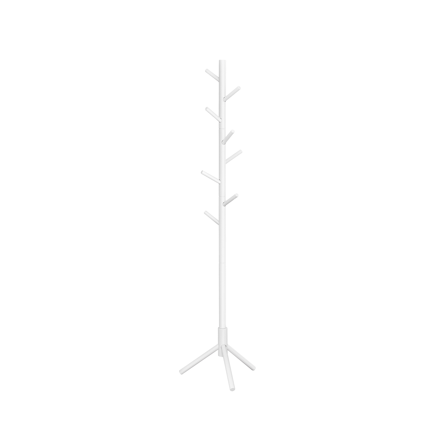 Massivholz-Holzregal baumförmiges Regal mit 8 Haken 3 Höhenoptionen Kleidung Hüte Taschen für Wohnzimmer Schlafzimmer Heimbüro weiß rcr04wt