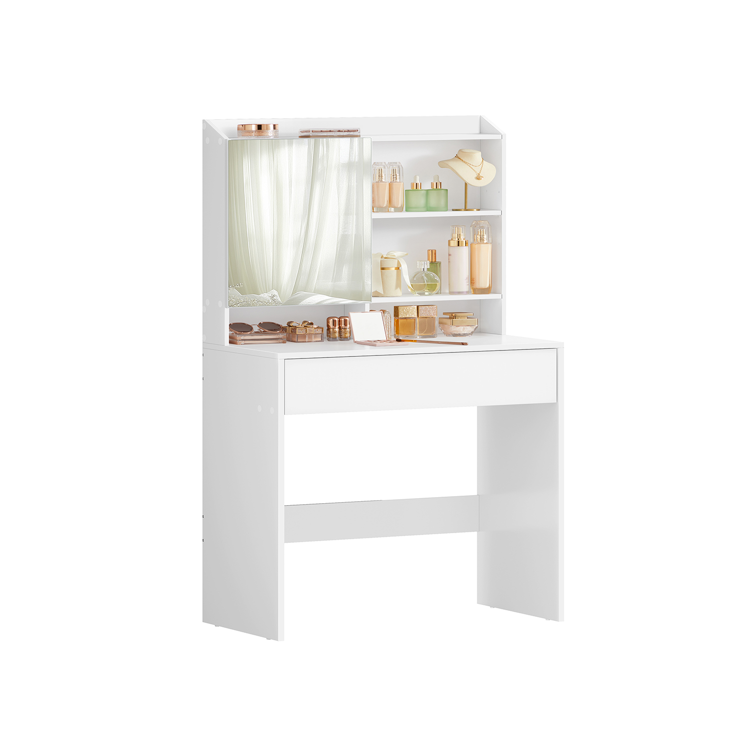 VASAGLE Schminktisch rechteckig Spanplatte weiß 70,0 x 40,0 x 136,0 cm, 1 St.