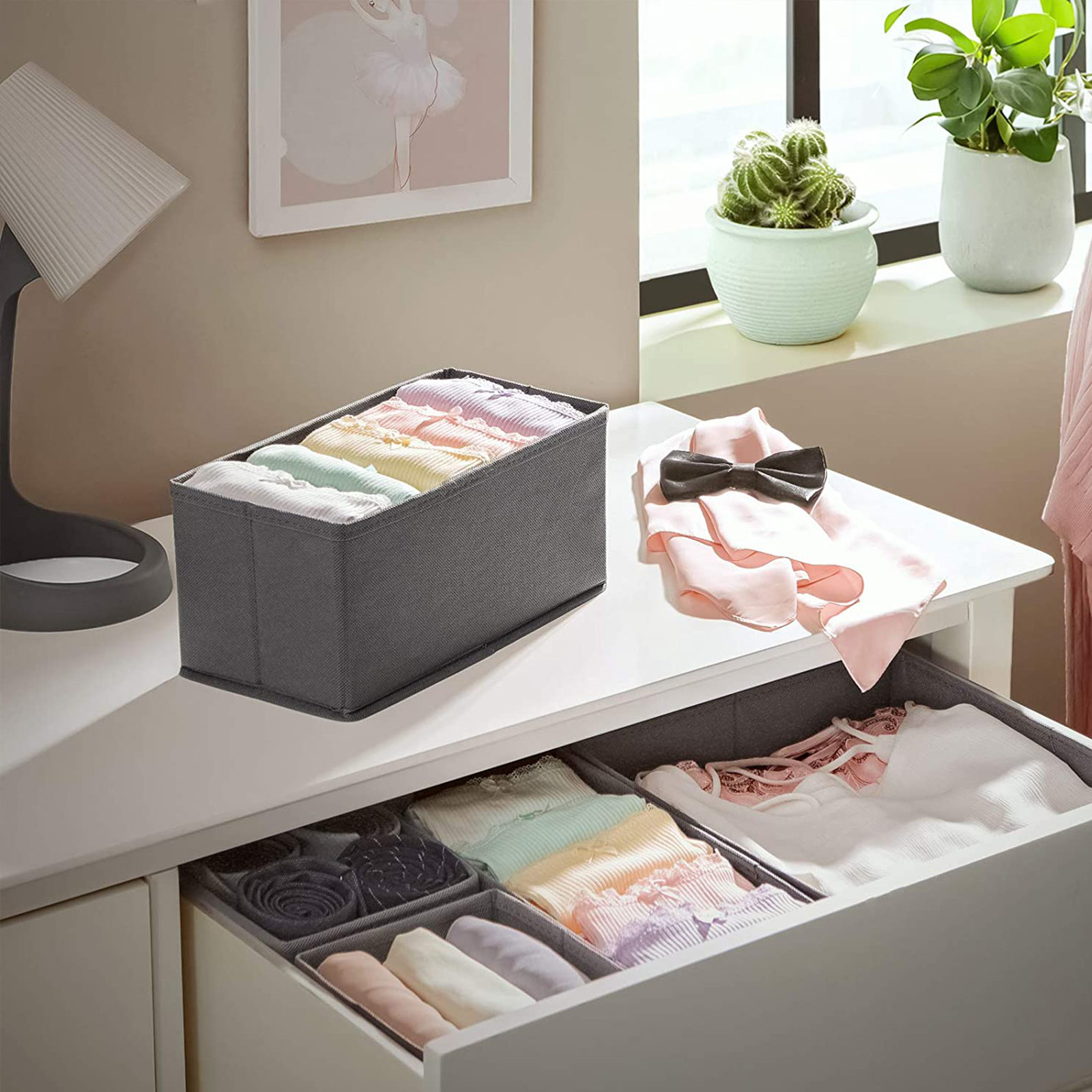 SONGMICS Aufbewahrungsboxen für Unterwäsche, Schubladen-Organizer, 9er