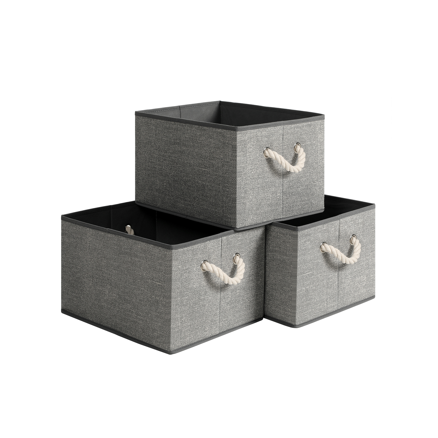 Aufbewahrungsboxen ohne Deckel Leinenoptik grau