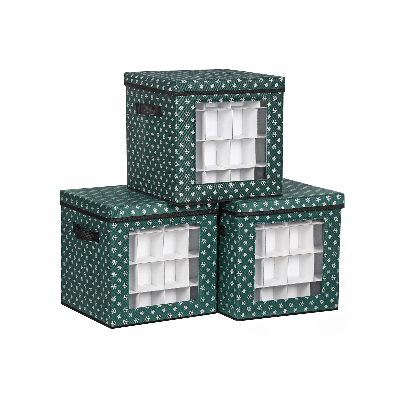 Aufbewahrungsboxen für Weihnachtskugeln 3er Set Grün