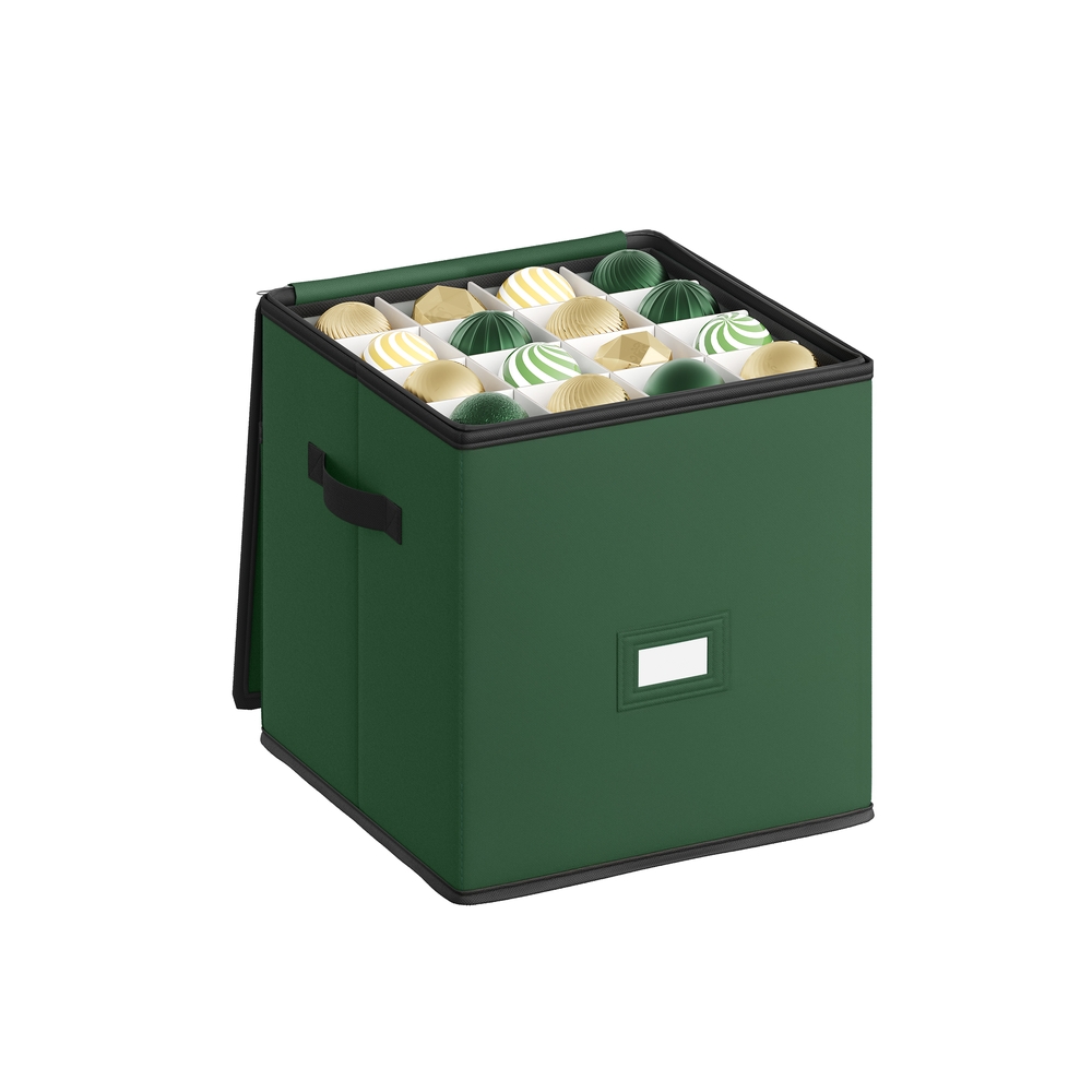 Aufbewahrungsbox für Weihnachtskugeln, Weihnachtskugeln Aufbewahrung, mit Deckel, Doppelreißverschluss, Tabletts aus PP-Kunststoff, Oxford-Gewebe, 64 Fächer je 7,6 cm