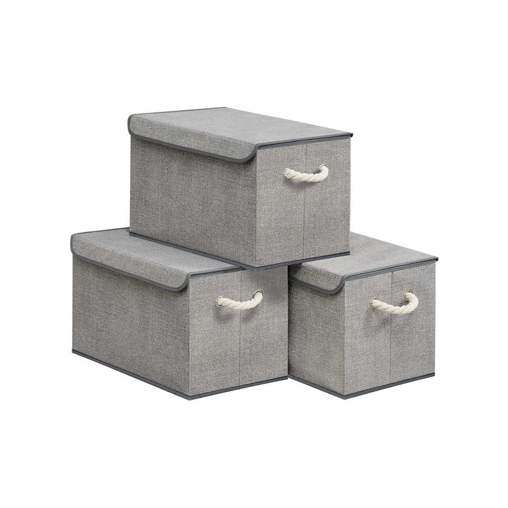 Aufbewahrungsbox mit Deckel 3er Set taubengrau