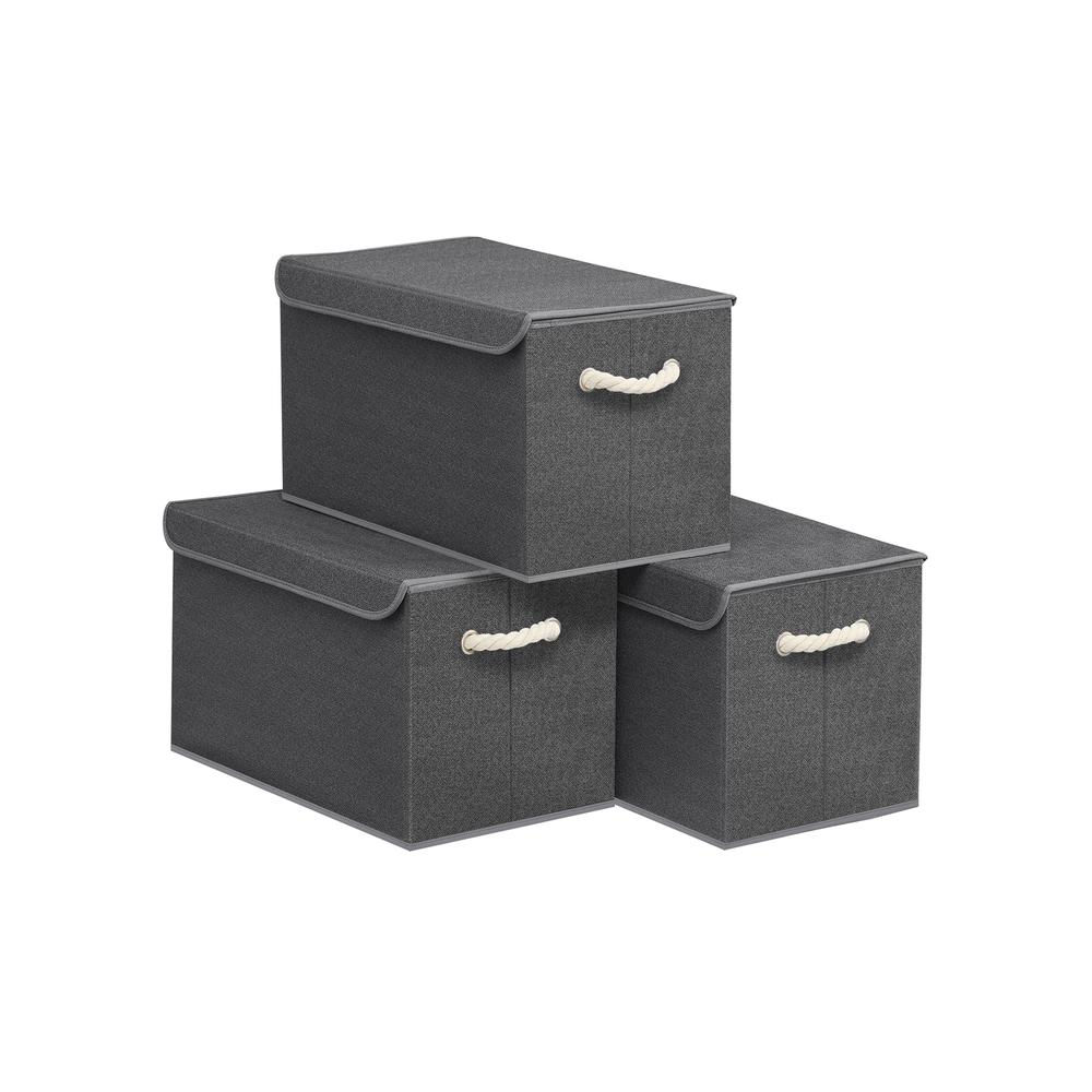 Aufbewahrungsbox mit Deckel 3er Set schiefergrau