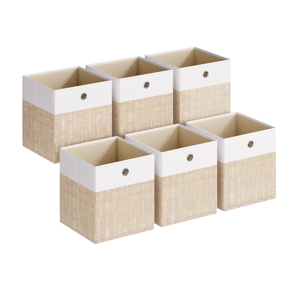 Aufbewahrungsbox 6er Set mit PP-Platten 26 × 26 × 28 cm wolkenweiß- sandbeige