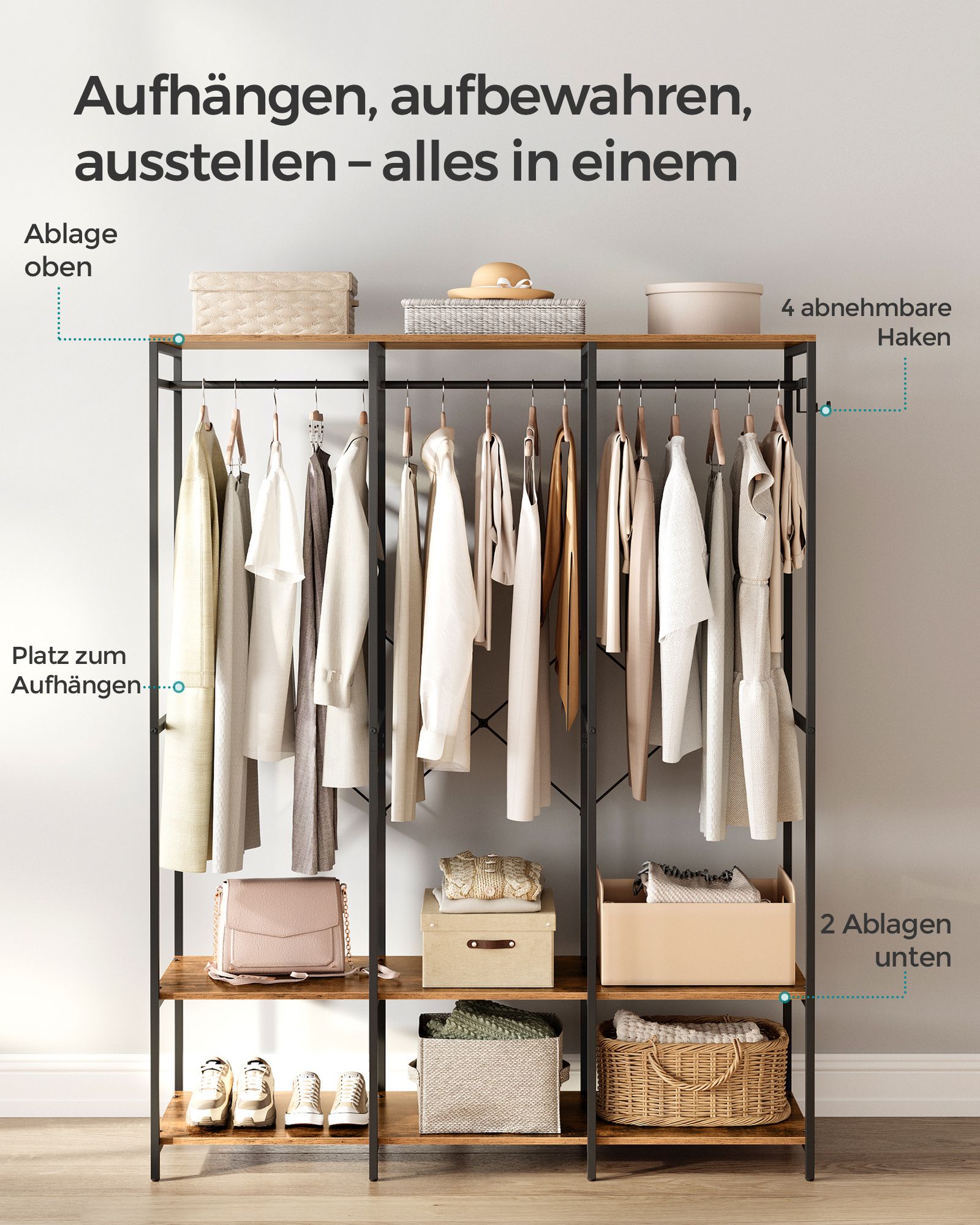 Atvira spinta su nuimamais kabliukais, vintažinė, ruda