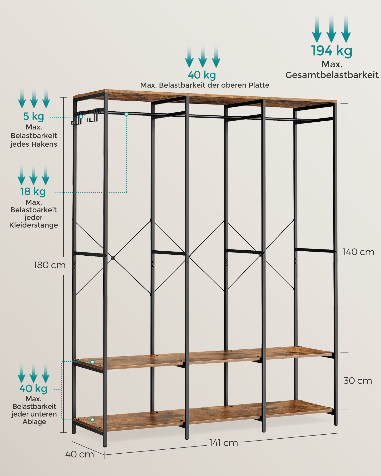 Atvira spinta su nuimamais kabliukais, vintažinė, ruda