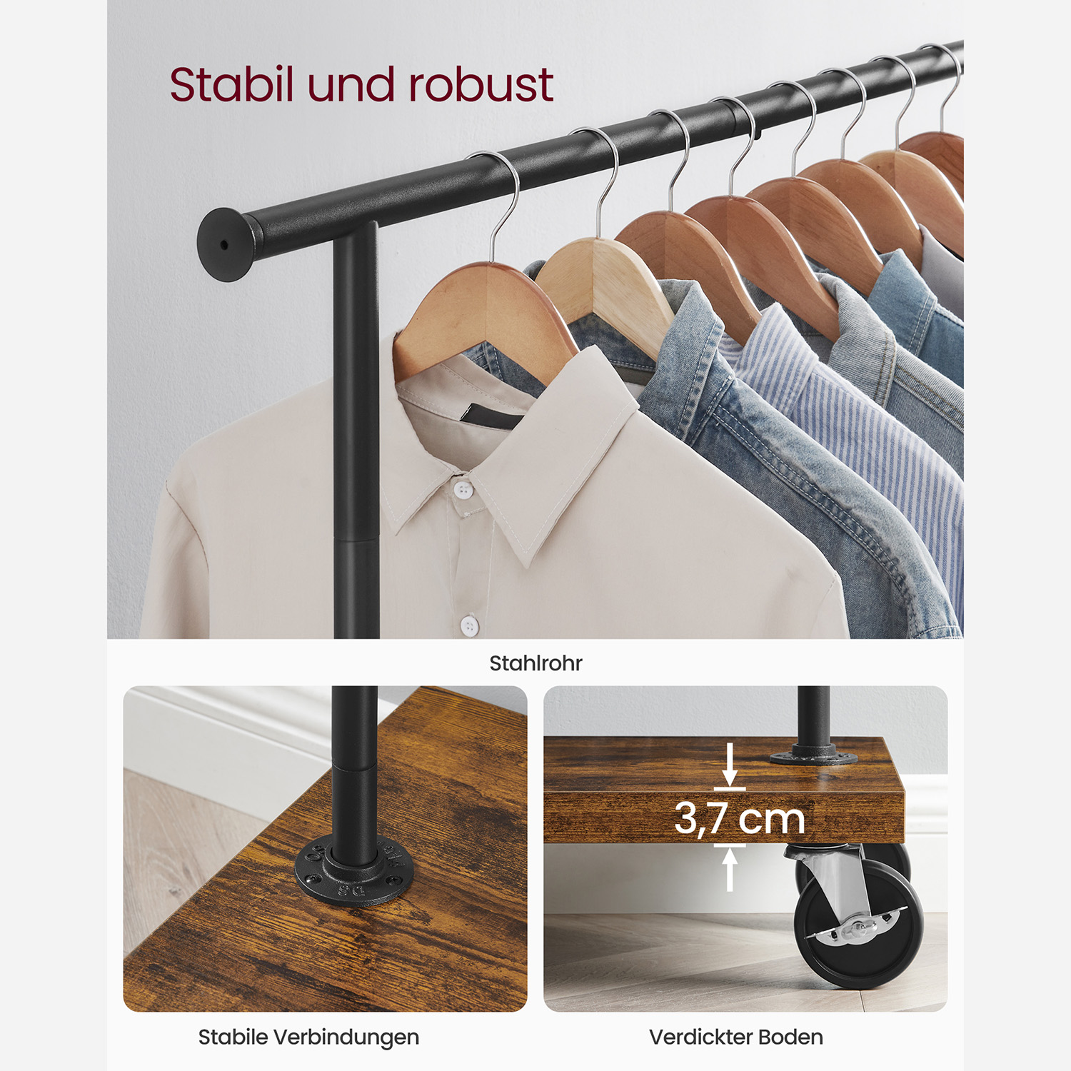 Drabužių laikiklis su ratukais