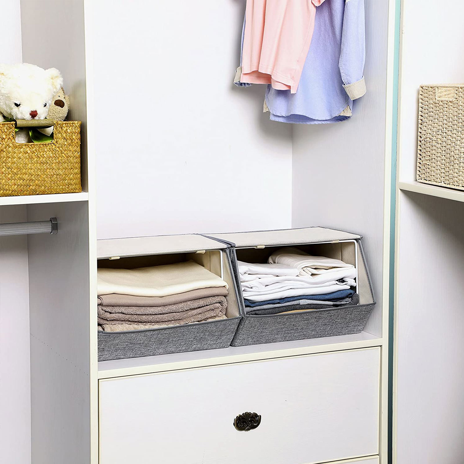 SONGMICS 4er Set Aufbewahrungsboxen mit magnetischem Klappdeckel