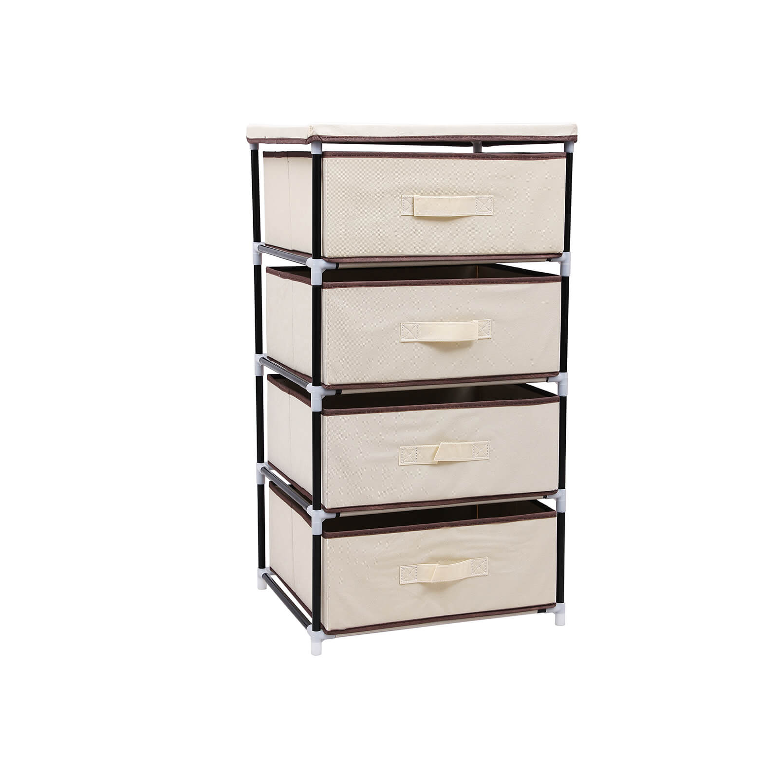 Regal mit 4 Stoffschubladen Beige