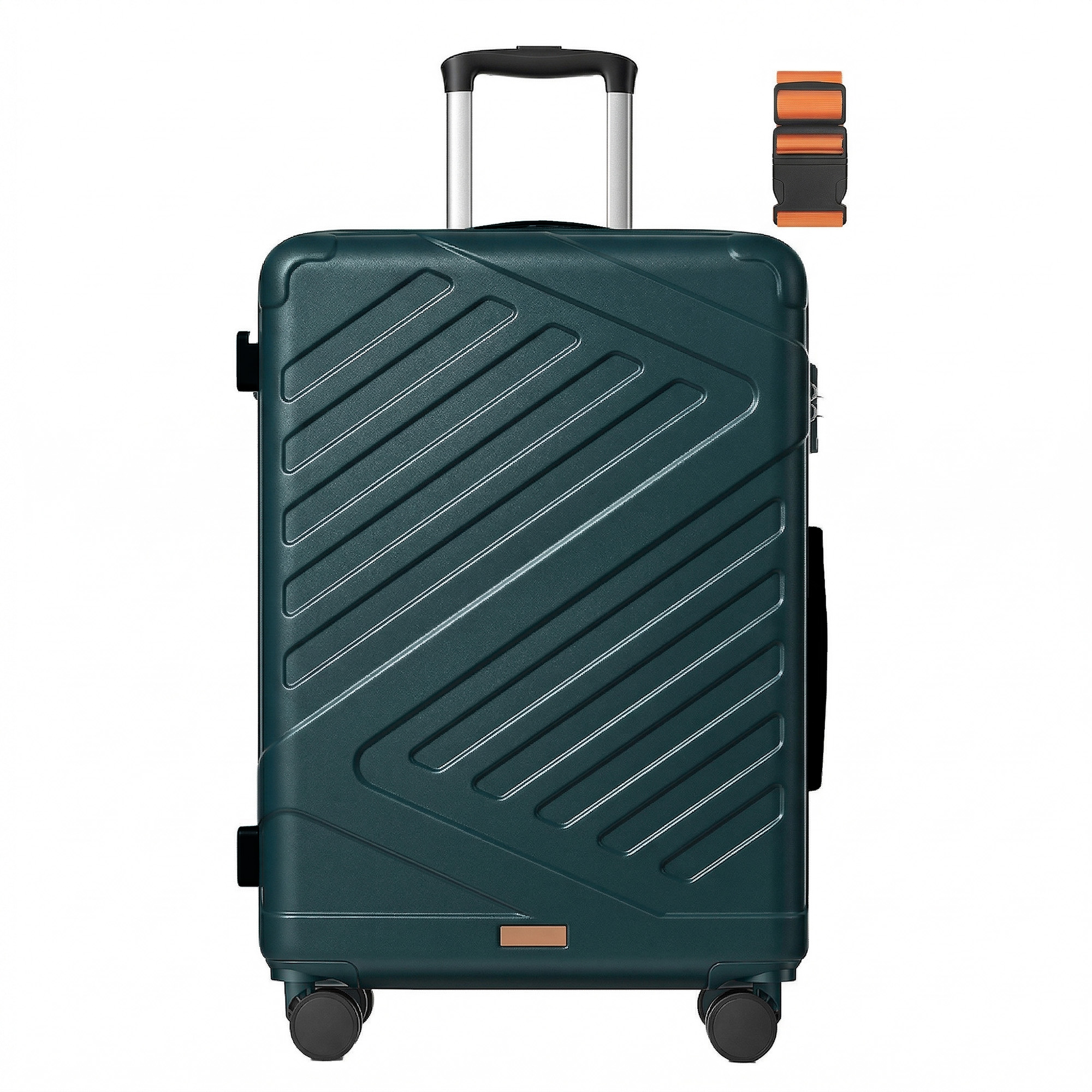 SONGMICS Koffer, Reisekoffer, Hartschalenkoffer mit TSA-Schloss, Koffergurt, ABS-Trolley, 4 Zwillingsrollen, Handgepäck-Koffer, M, 55 cm, dunkeltürkis RLP001C101