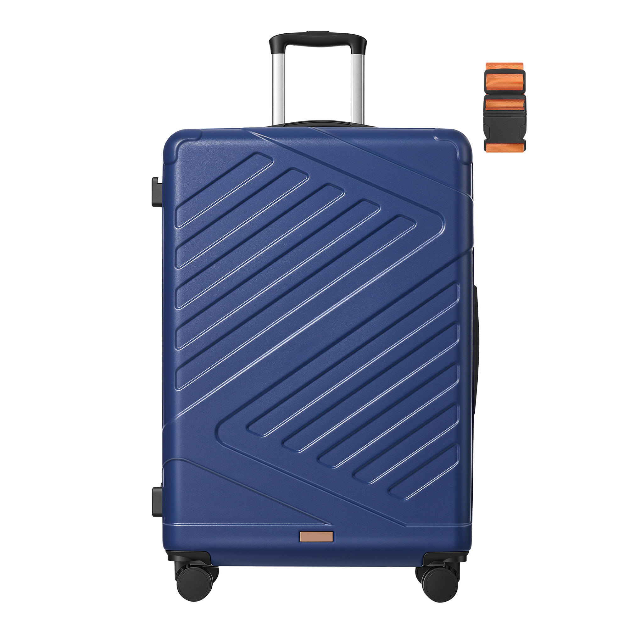 SONGMICS Koffer, Reisekoffer, Hartschalenkoffer mit TSA-Schloss, Koffergurt, ABS-Trolley, 4 Zwillingsrollen, erweiterbar, XL, 75 cm, hafenblau RLP003Q101