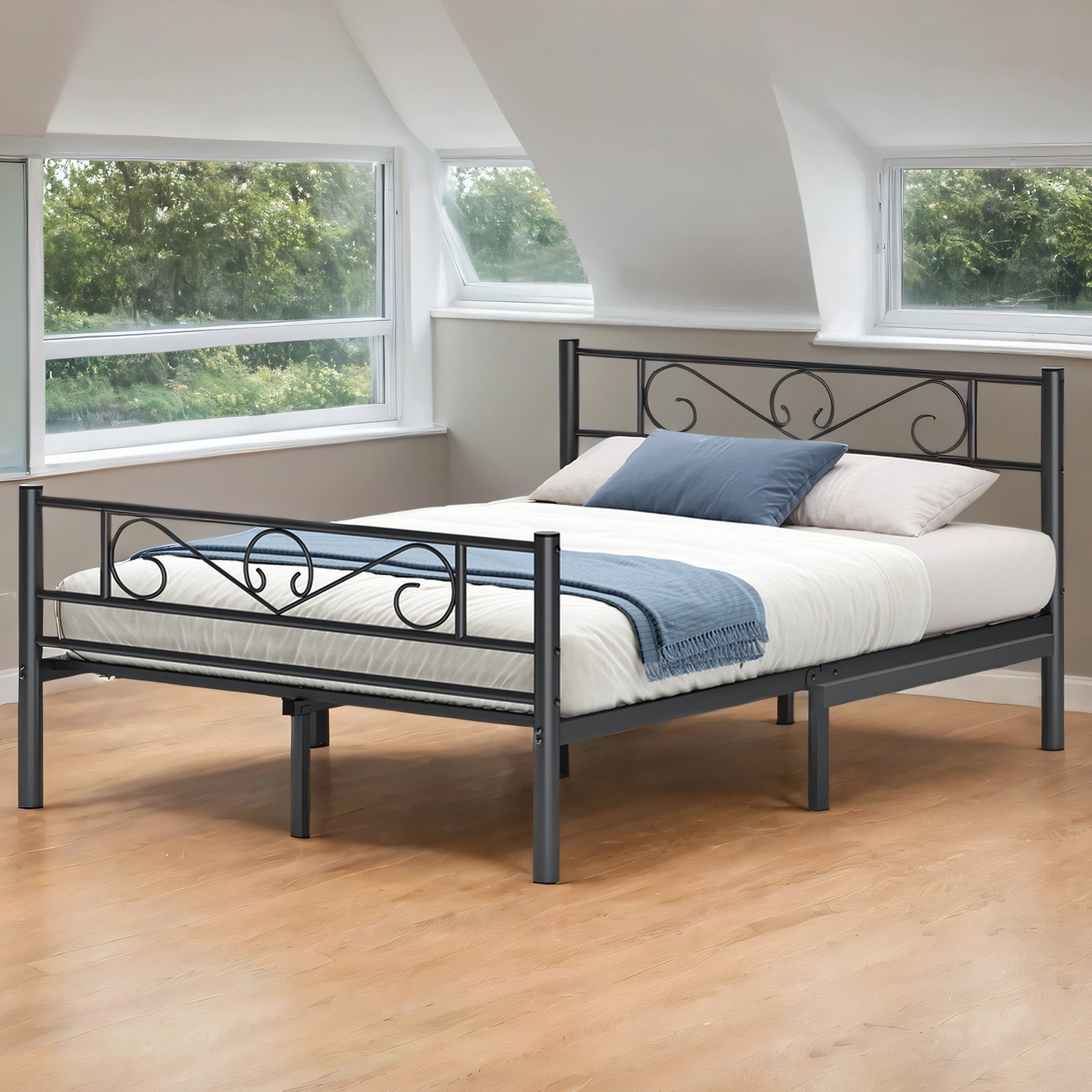 Bett 140 x 190 cm, Gästebett, Doppelbett aus Metall