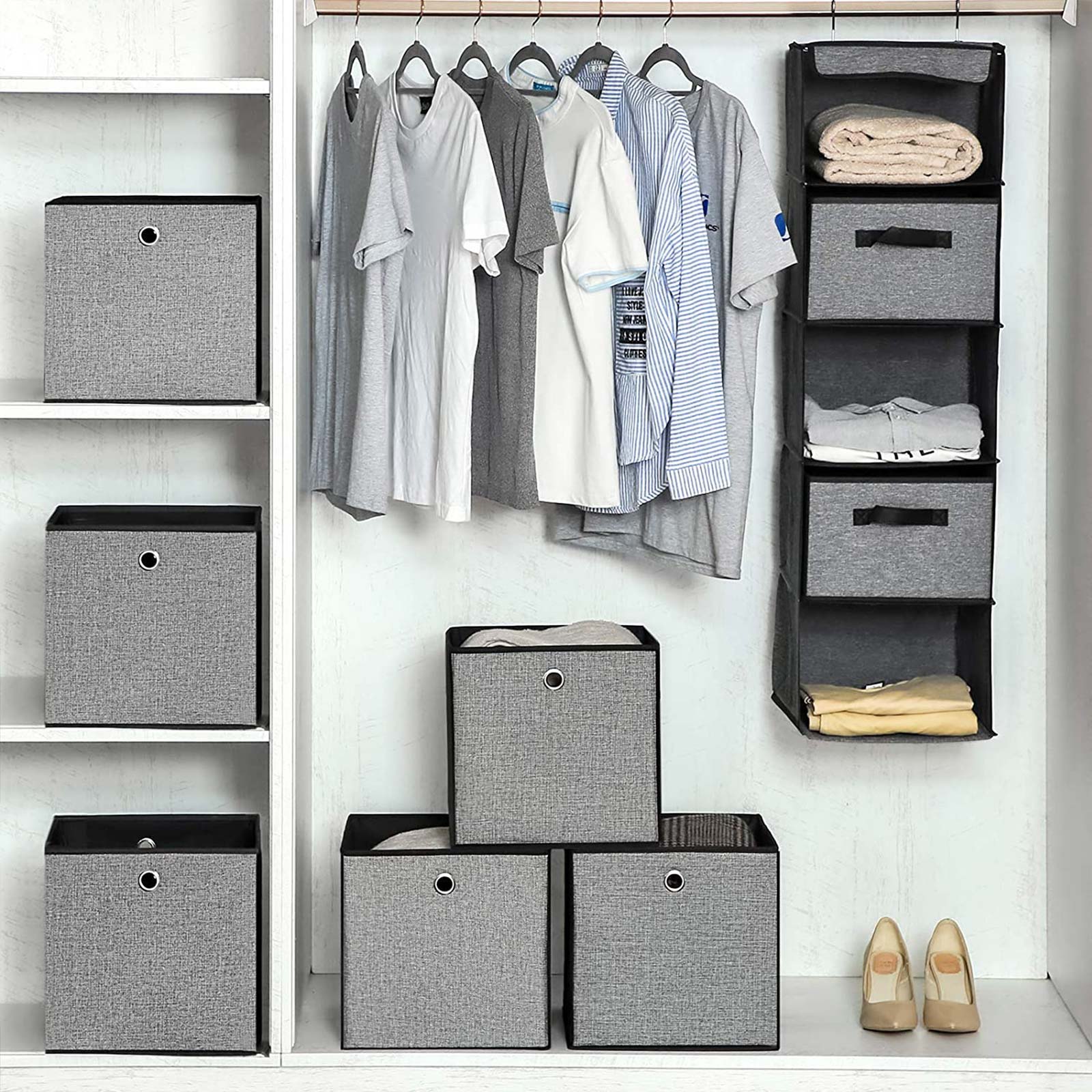 SONGMICS Aufbewahrungsboxen, 30 x 30 x 30 cm, faltbare Stoffboxen für