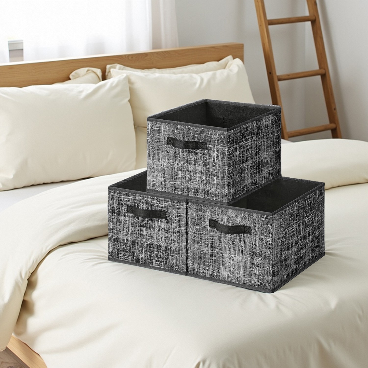Aufbewahrungsbox 3er Set 40 x 30 x 24 cm tintenschwarz