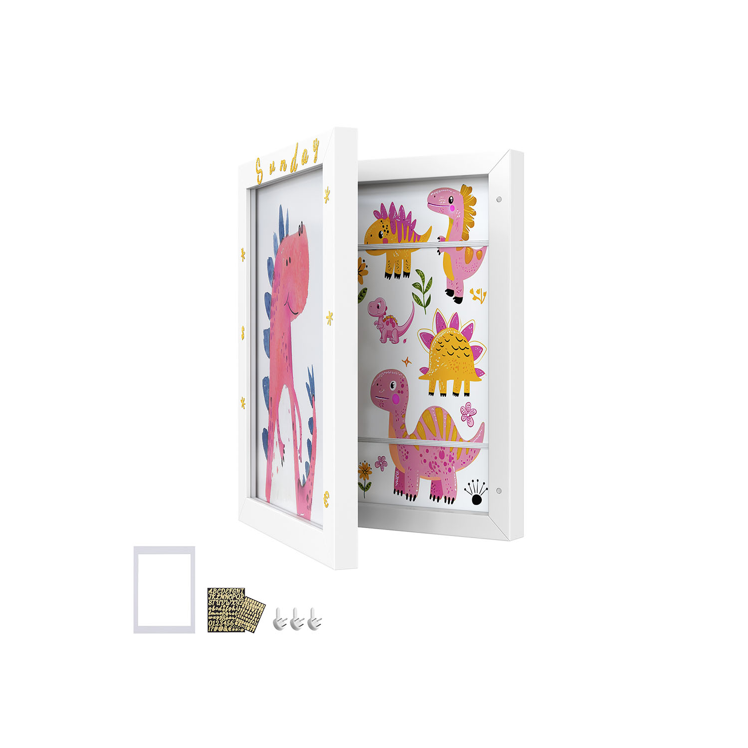 Bilderrahmen 2er Set mit spurlosen Wandhaken 34,5 x 25,5 cm mattweiß