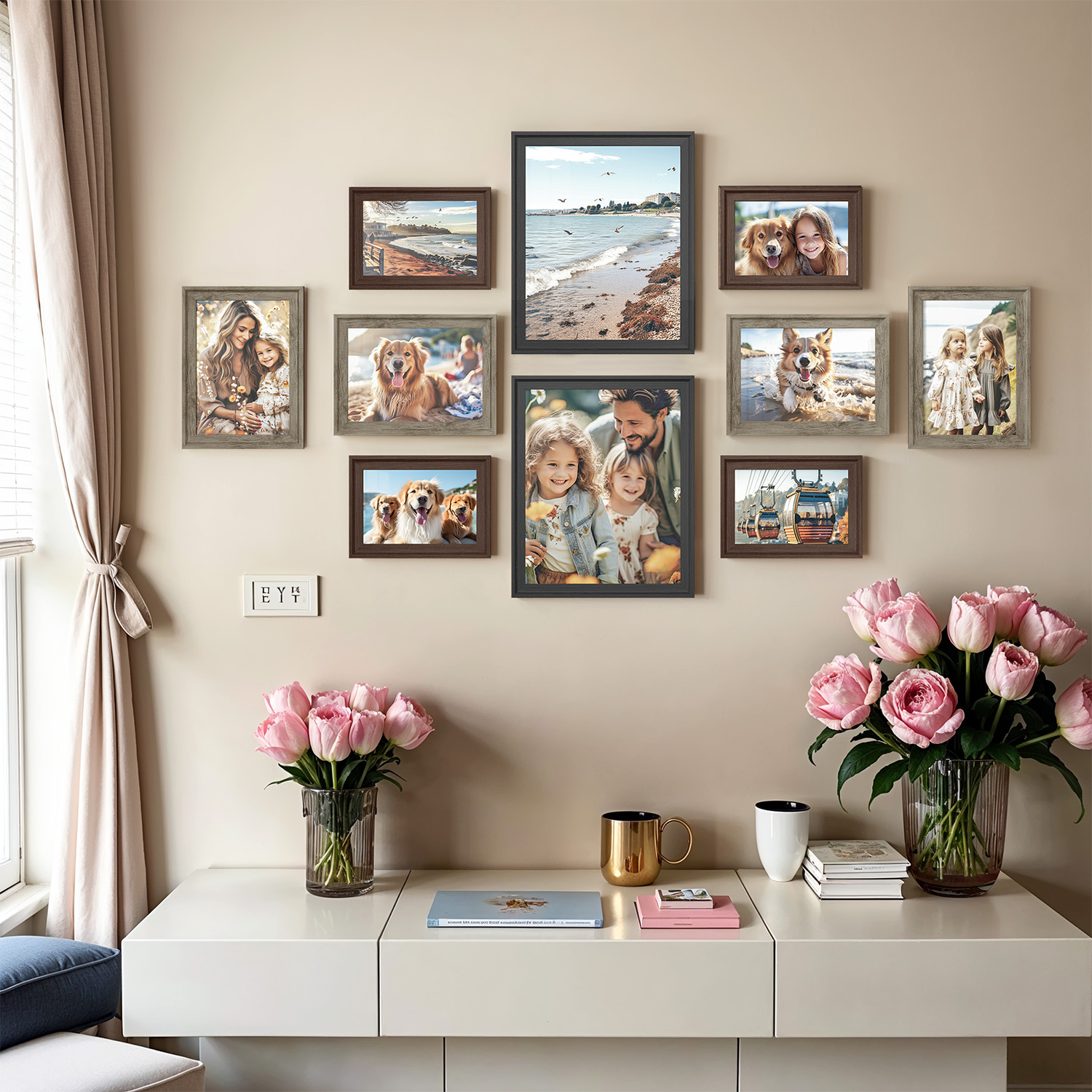 Bilderrahmen 10er Set mit 12 spurlosen Wandhaken