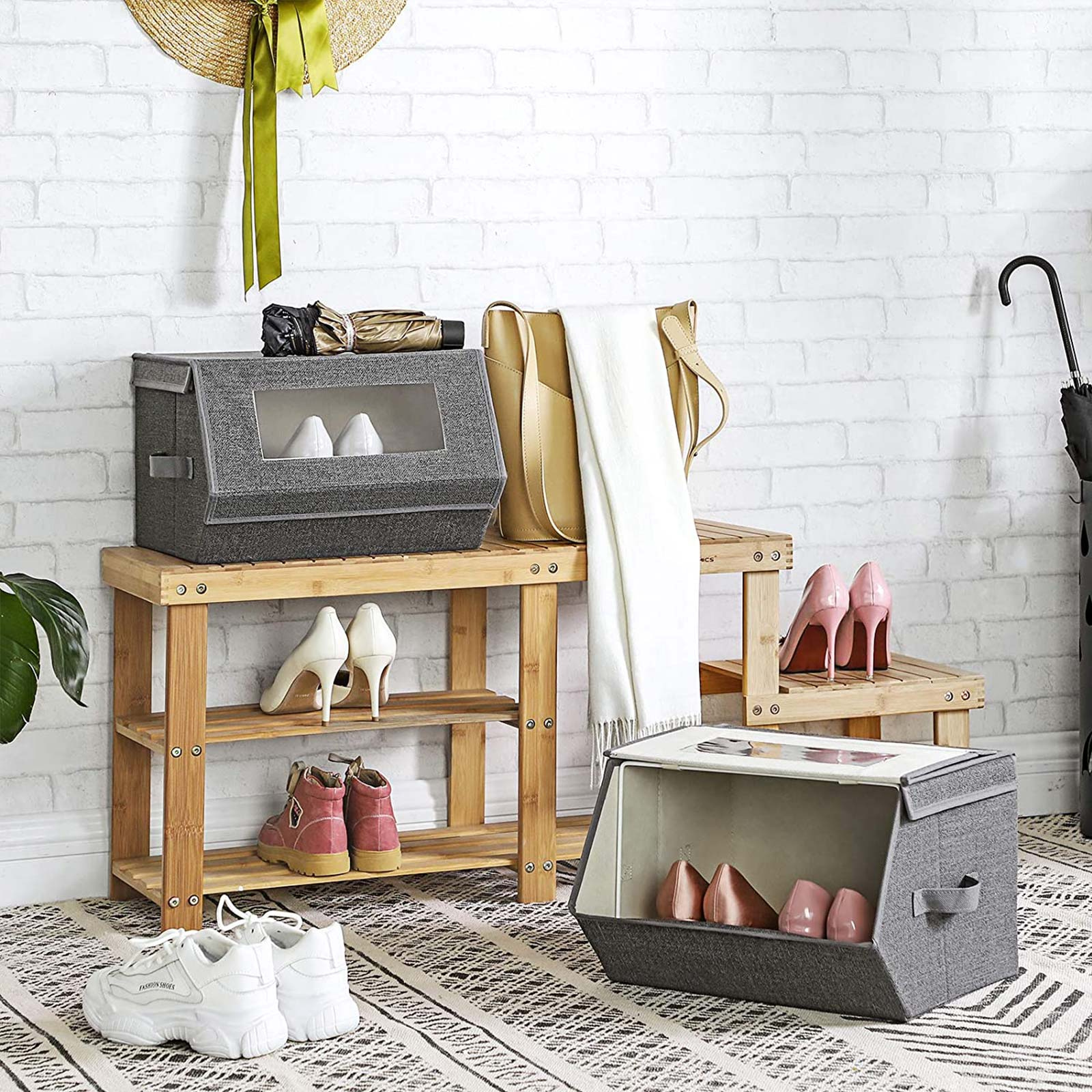 SONGMICS Aufbewahrungsboxen, 2er Set, mit transparentem Sichtfenster