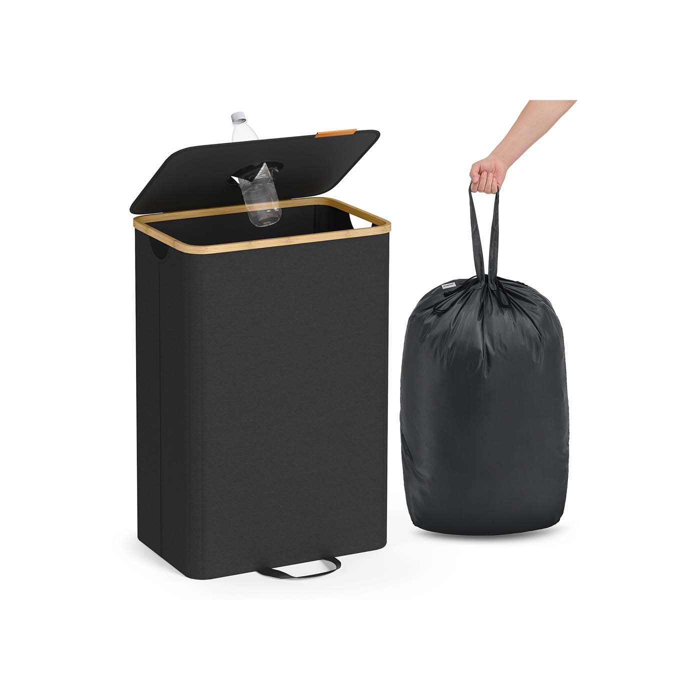 Pfandflaschen-Sammelbehälter 95 L tintenschwarz-naturbeige