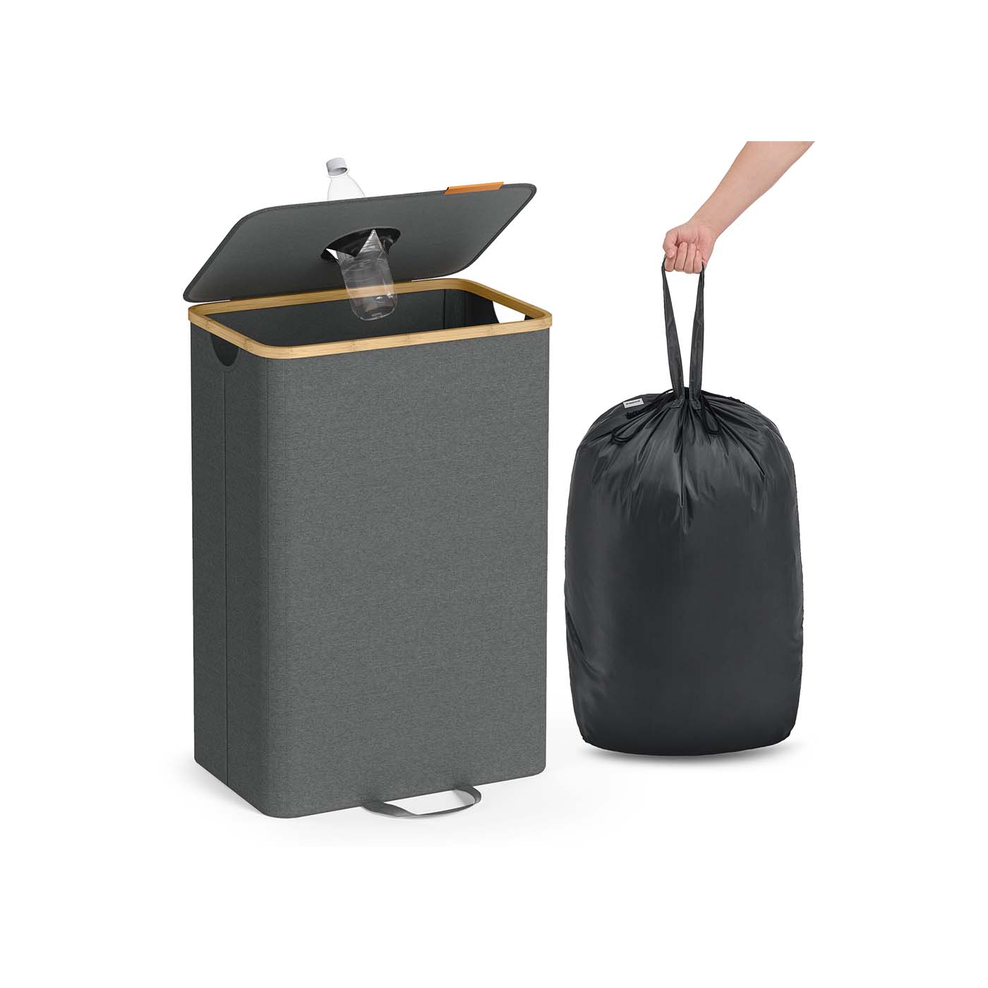 Pfandflaschen-Sammelbehälter 95 L schiefergrau-naturbeige