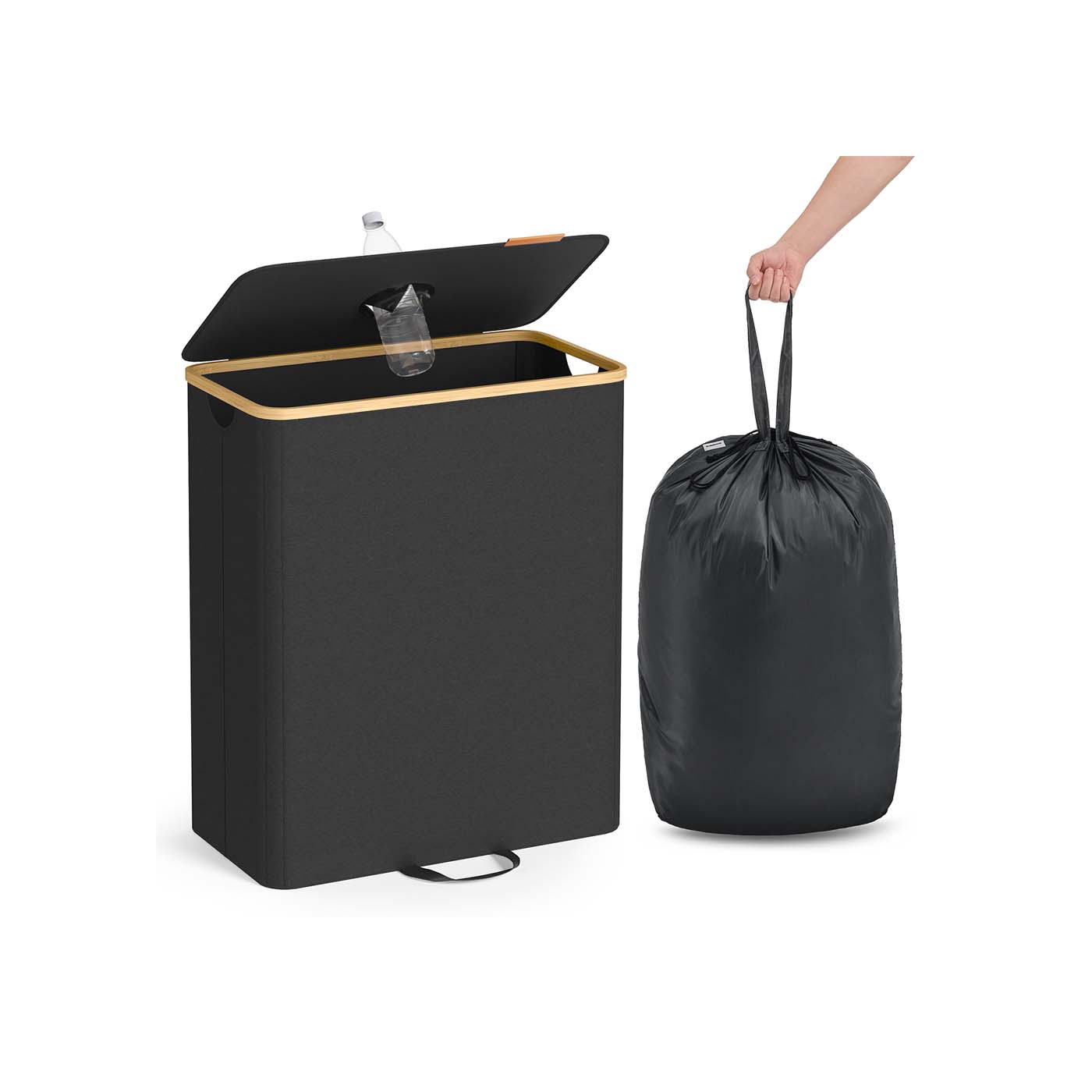 Pfandflaschen-Sammelbehälter 135 L tintenschwarz-naturbeige