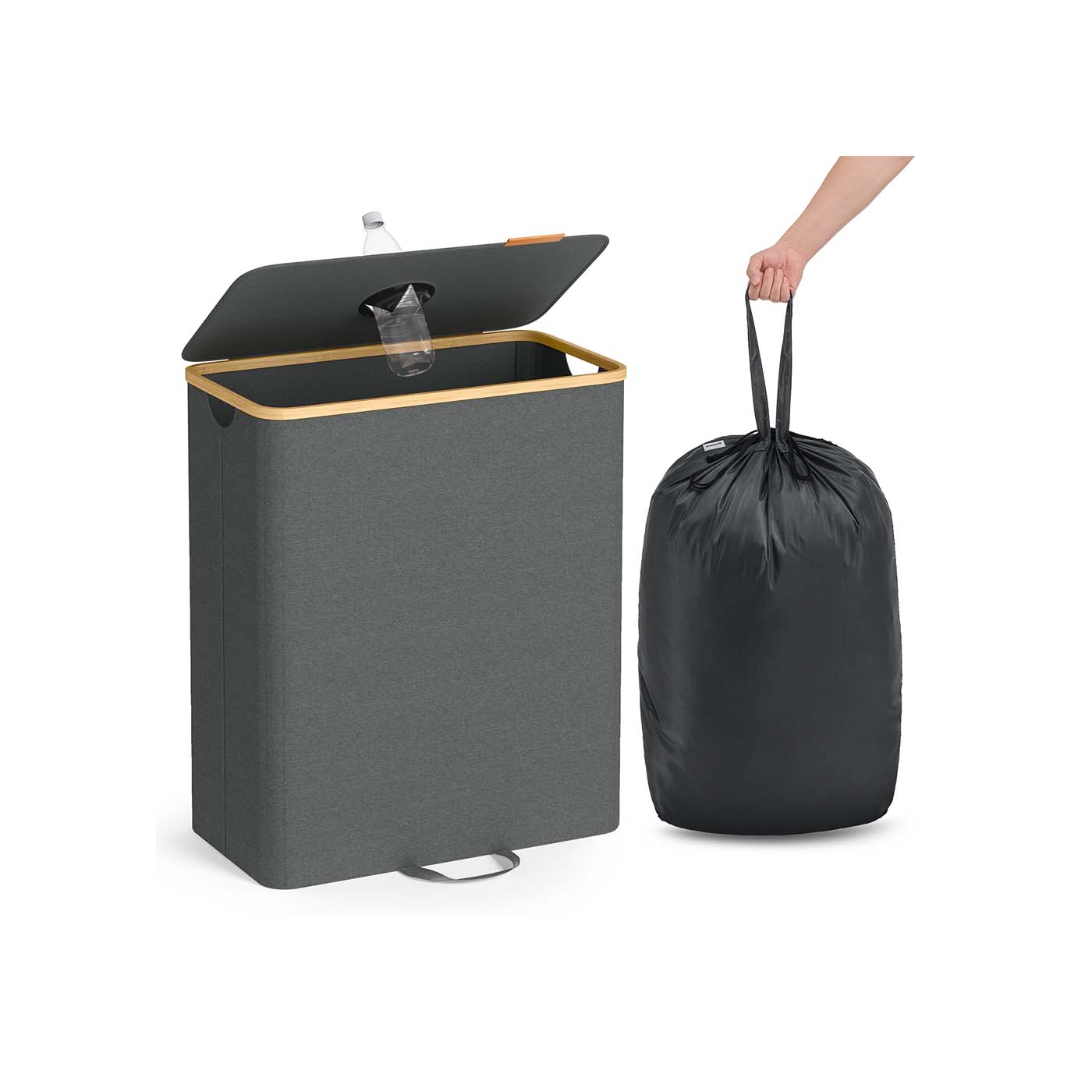 Pfandflaschen-Sammelbehälter 135 L schiefergrau-naturbeige