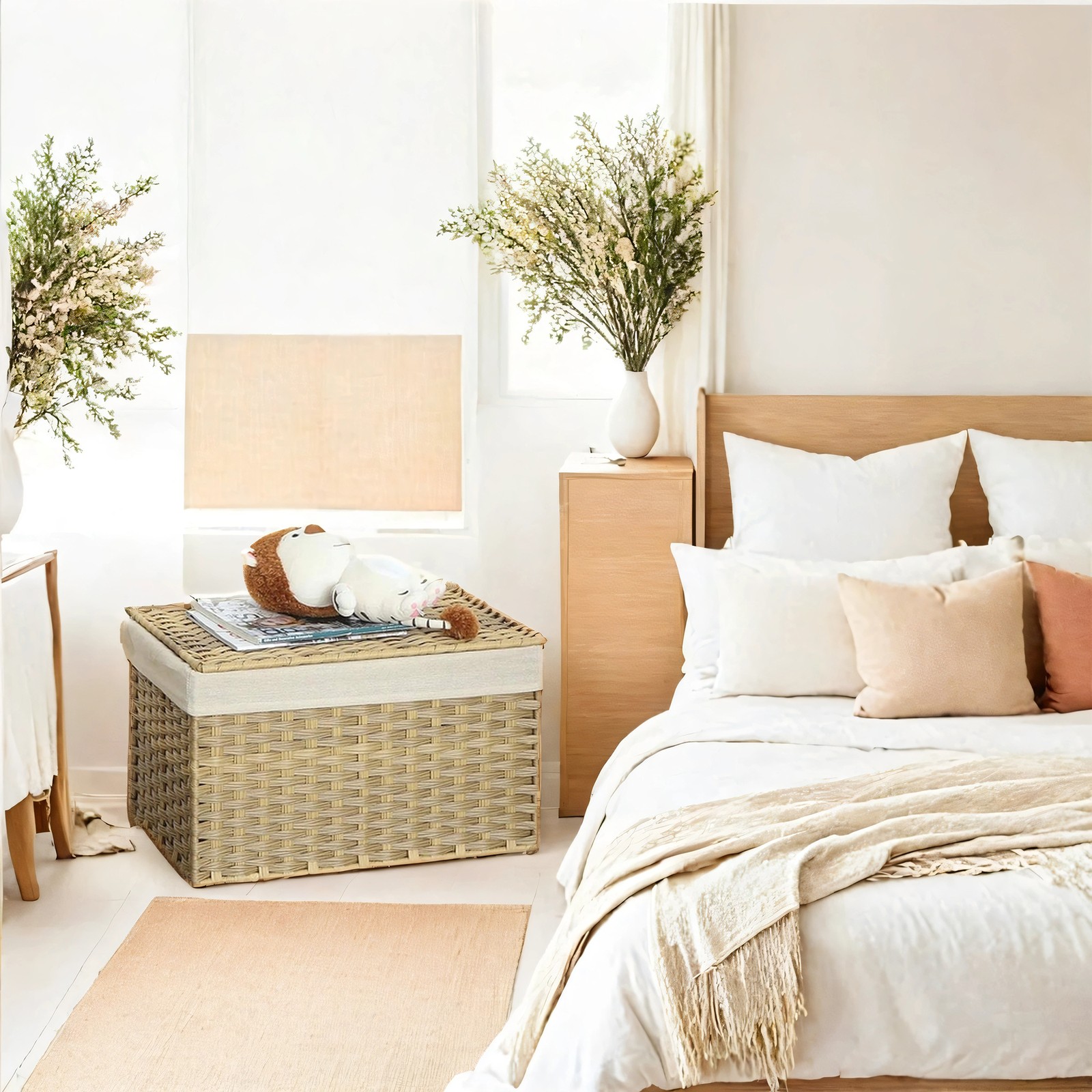 Aufbewahrungsbox aus Polyrattan Natur