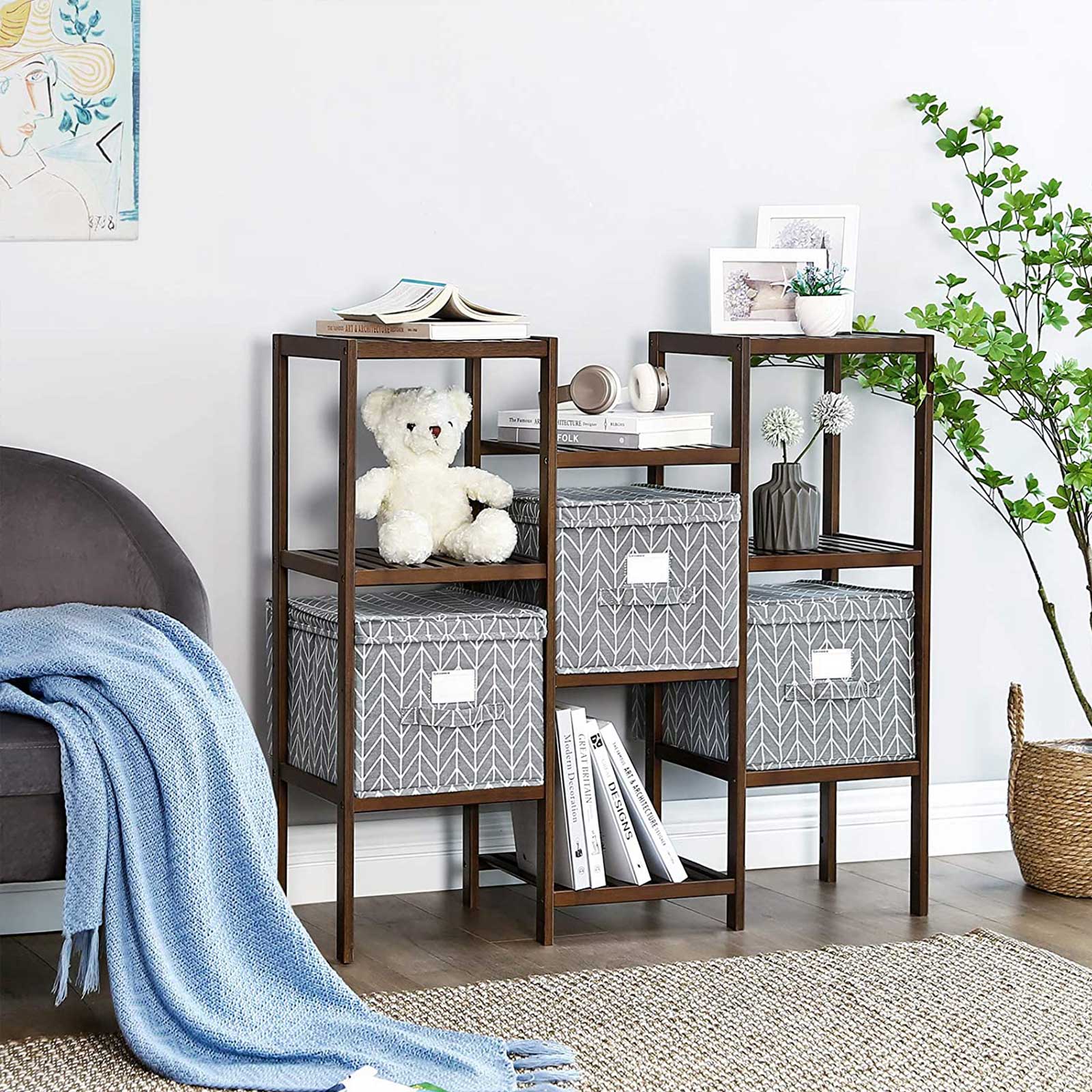 SONGMICS Faltbox, 3er Set, Aufbewahrungsbox mit Deckel, Stoffbox mit