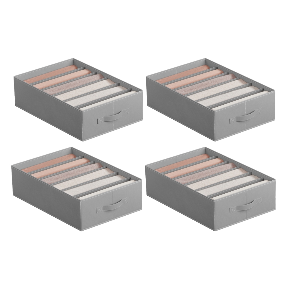 Kleiderschrank-Organizer 6 Fächer 4er Set taubengrau