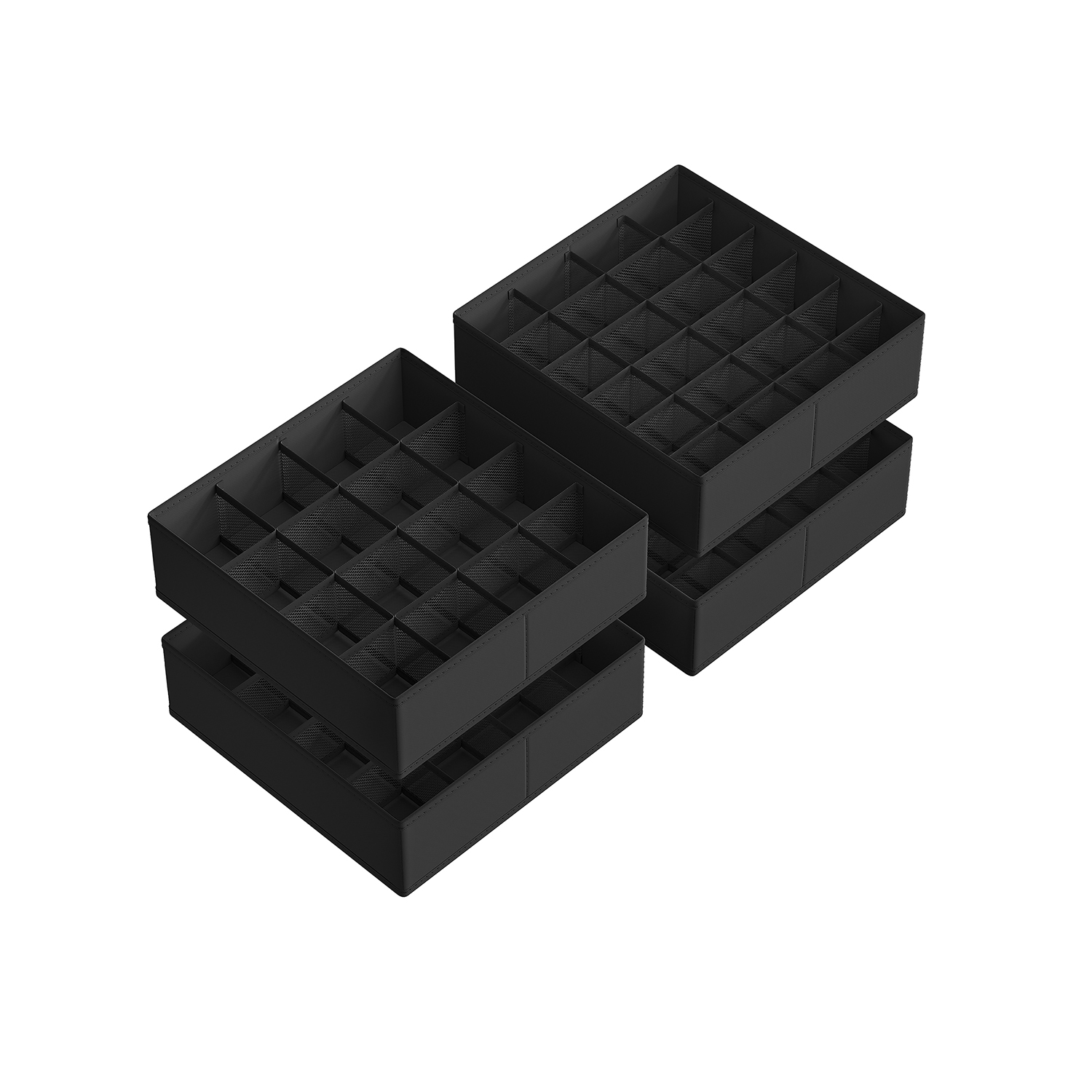 Unterwäsche-Organizer 4er Set mit 80 Fächern tintenschwarz