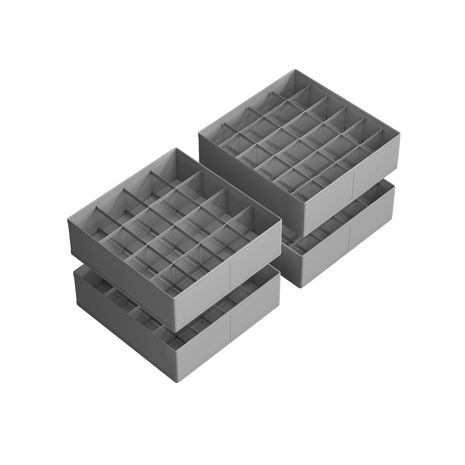 Unterwäsche-Organizer 6er Set mit 120 Fächern taubengrau