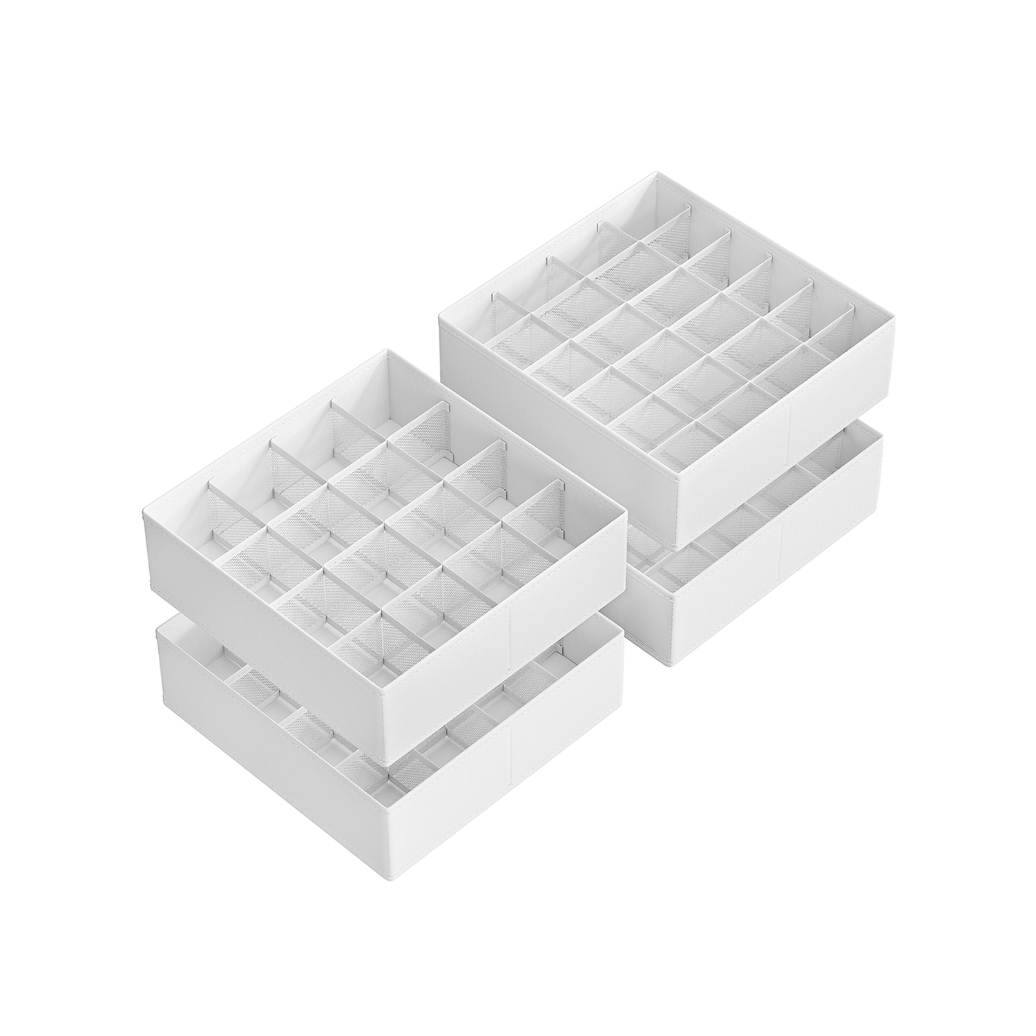 Unterwäsche-Organizer 4er Set mit 80 Fächern cremeweiß