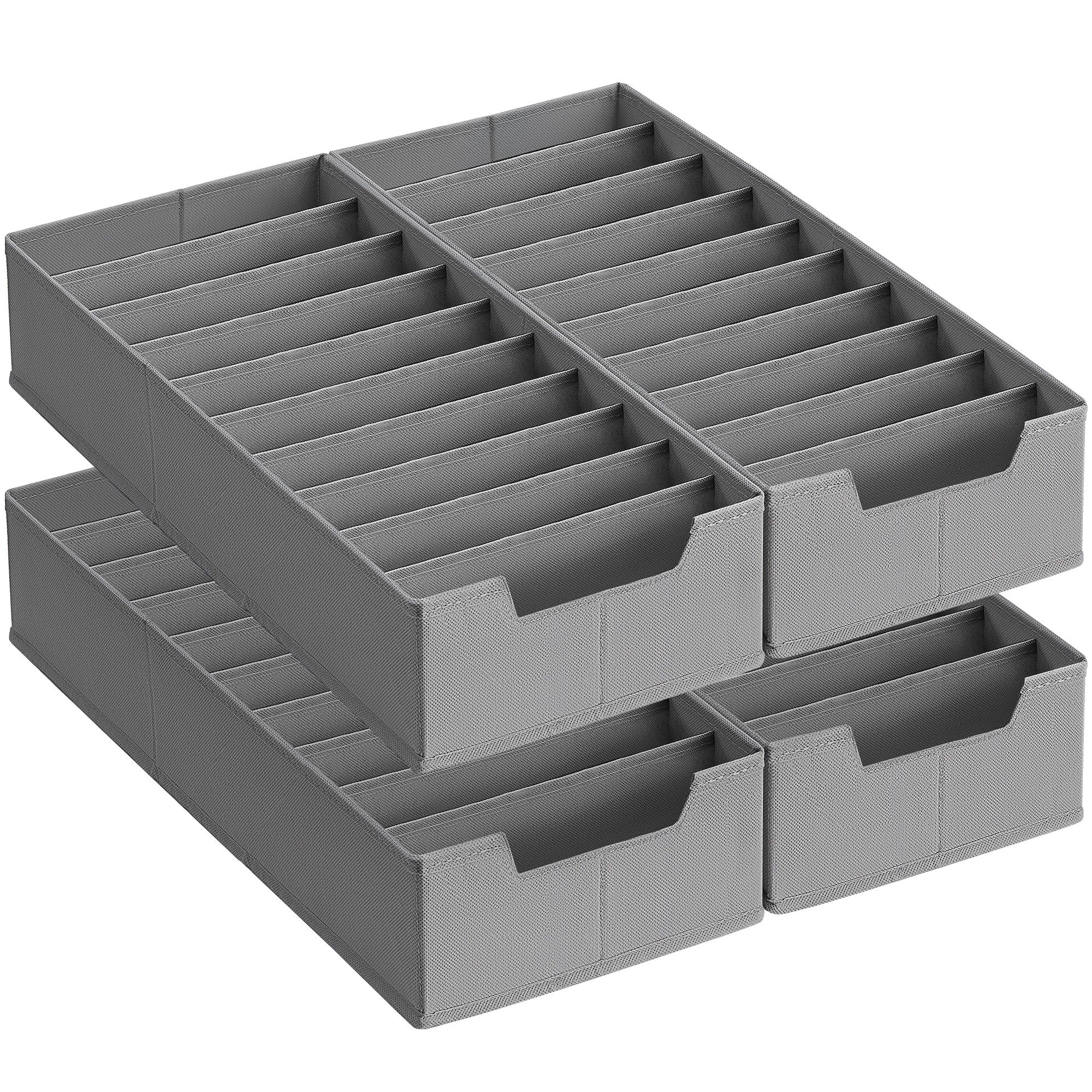 SONGMICS Unterwäsche-Organizer 4er Set, Schubladen-Organizer für IKEA PAX Kleiderschrank, mit Trennwänden, Kleiderschrank-Organizer faltbar, 50 x 22 x 10 cm für Socken, taubengrau