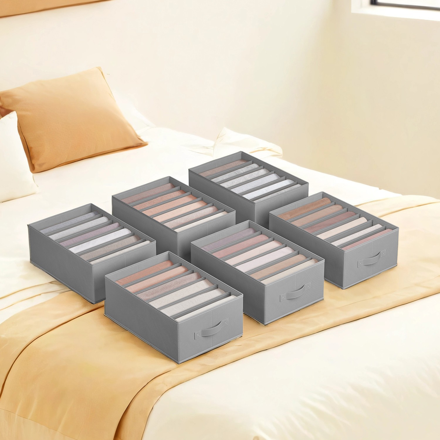 Kleiderschrank-Organizer, 6 er-Set, faltbare Schubladen-Organizer mit 6 Fächern