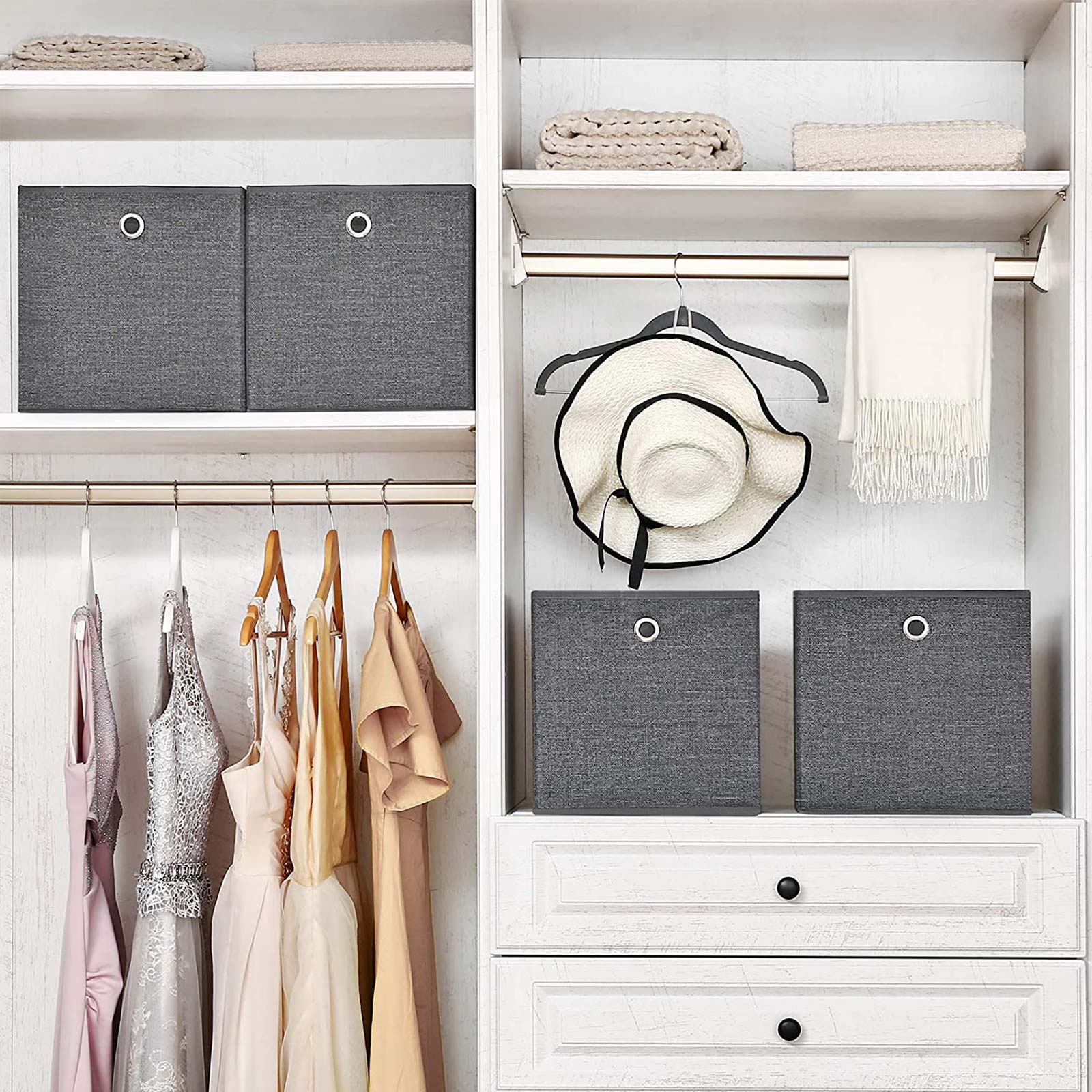 SONGMICS Aufbewahrungsbox, 6er Set, Faltbare Stoffbox