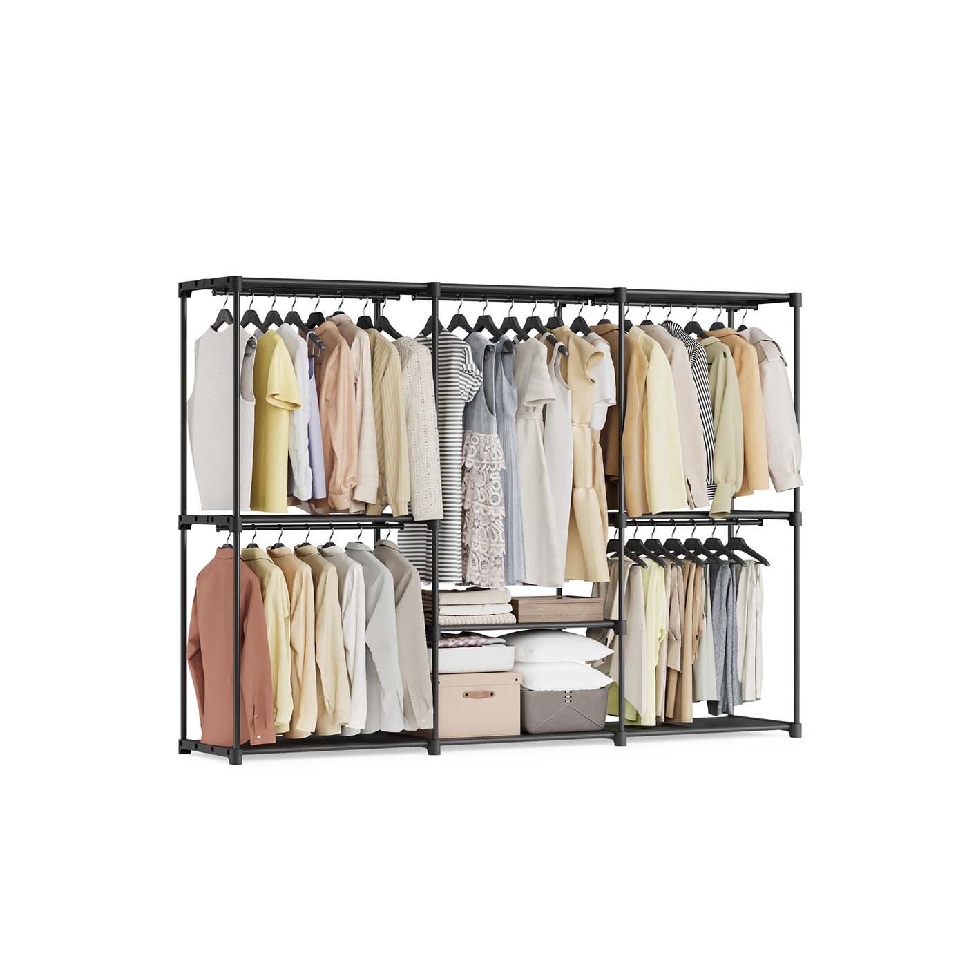Kleiderschrank mit 5 Hängefächern 205 x 43 x 166 cm schwarz