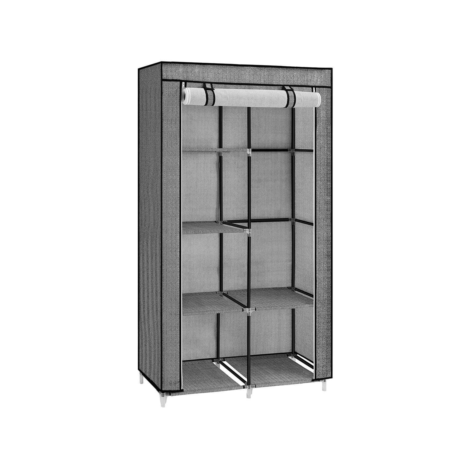 Kleiderschrank 6 Ebenen 1 Kleiderstange Vliesstoff