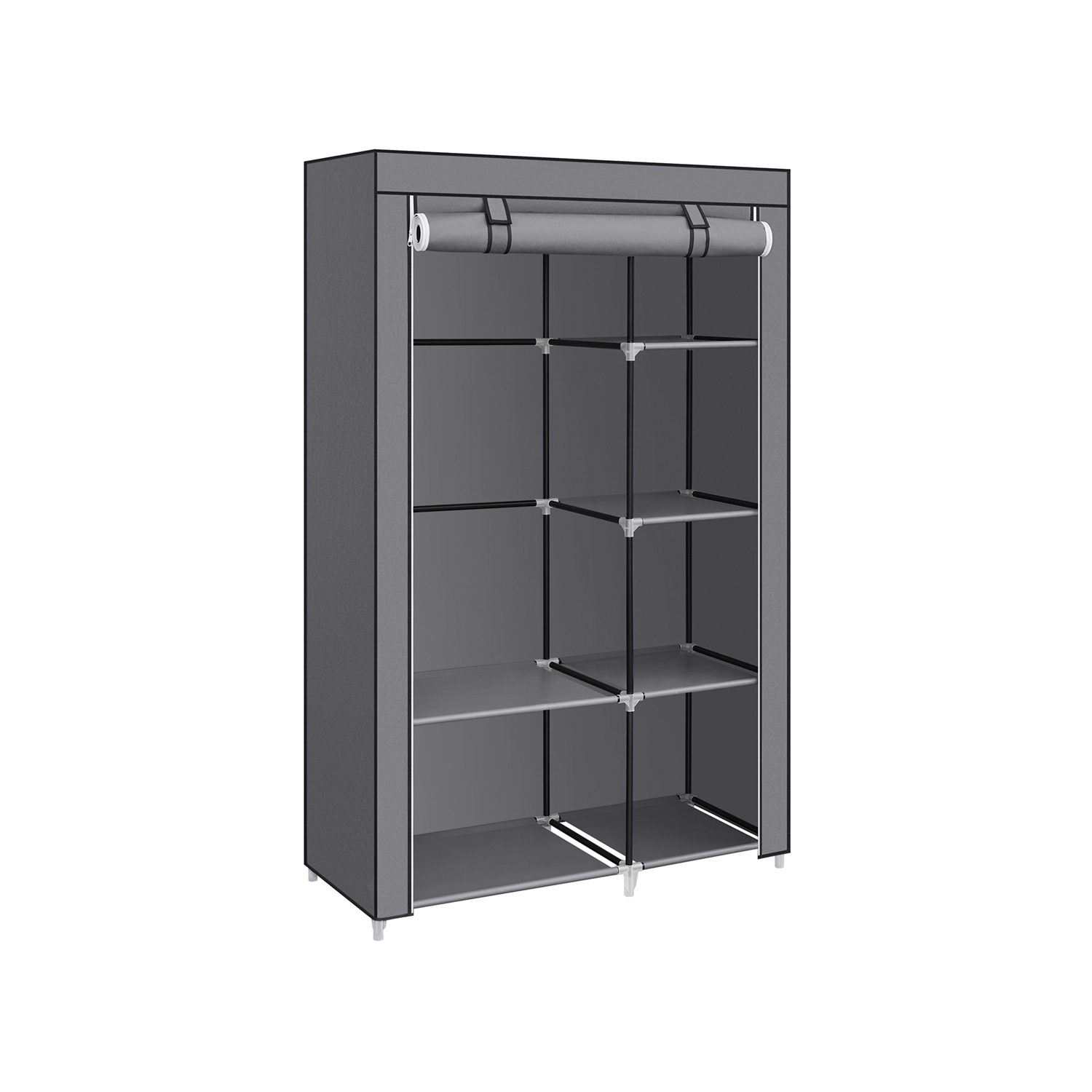 Kleiderschrank Stoffschrank 6 Ablagen Verschiedene Aufbaumöglichkeiten 45 x 105 x 168 cm für Schlafzimmer Ankleidezimmer grau RYG085G02 - grau