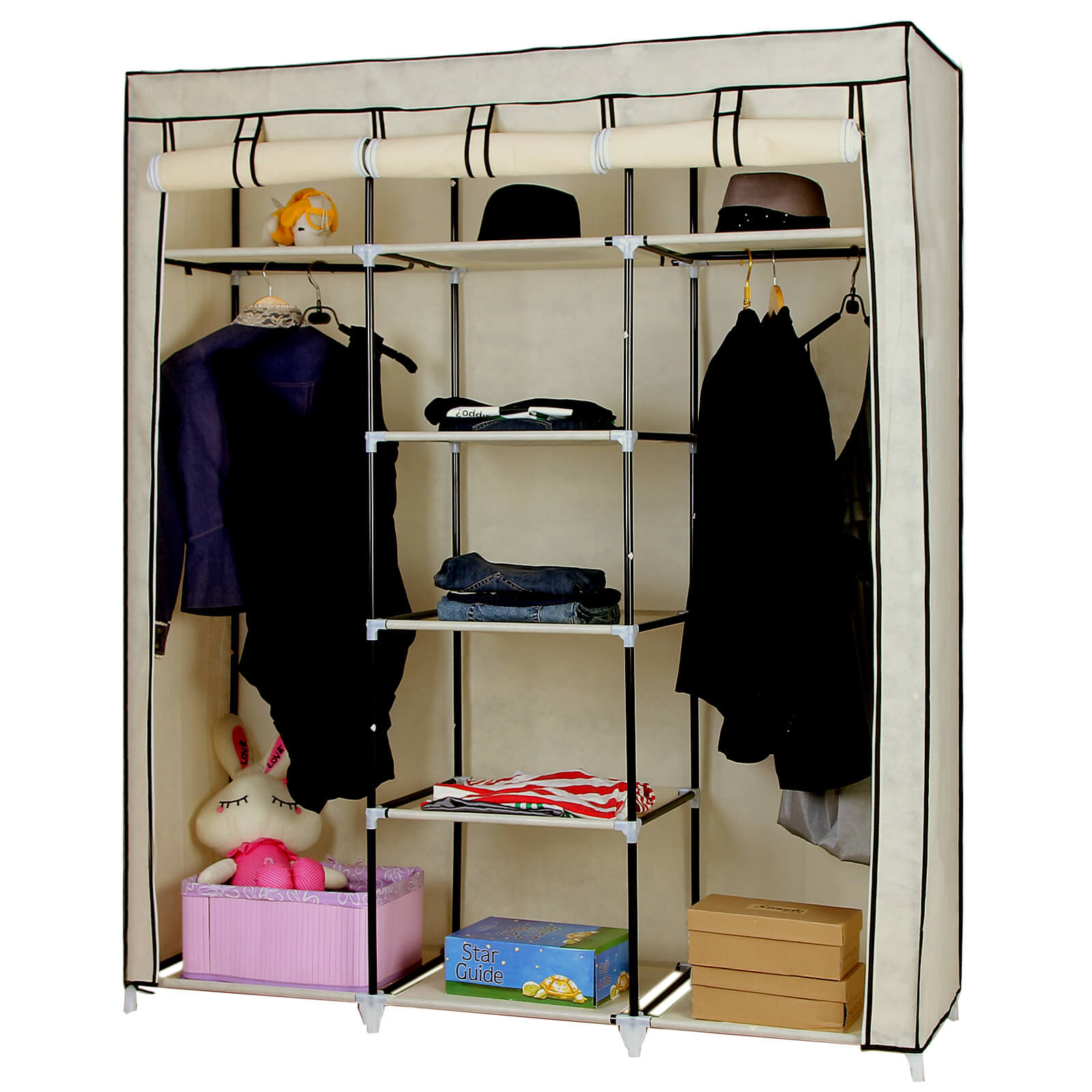 Großer Stoffschrank 175 x 150 cm Beige