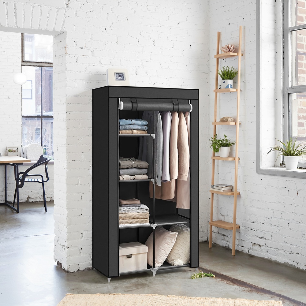 Kleiderschrank, 1 Kleiderstange, 6 Ebenen